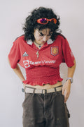 Rework Shirred Adidas Manchester United Football Jersey S/M
