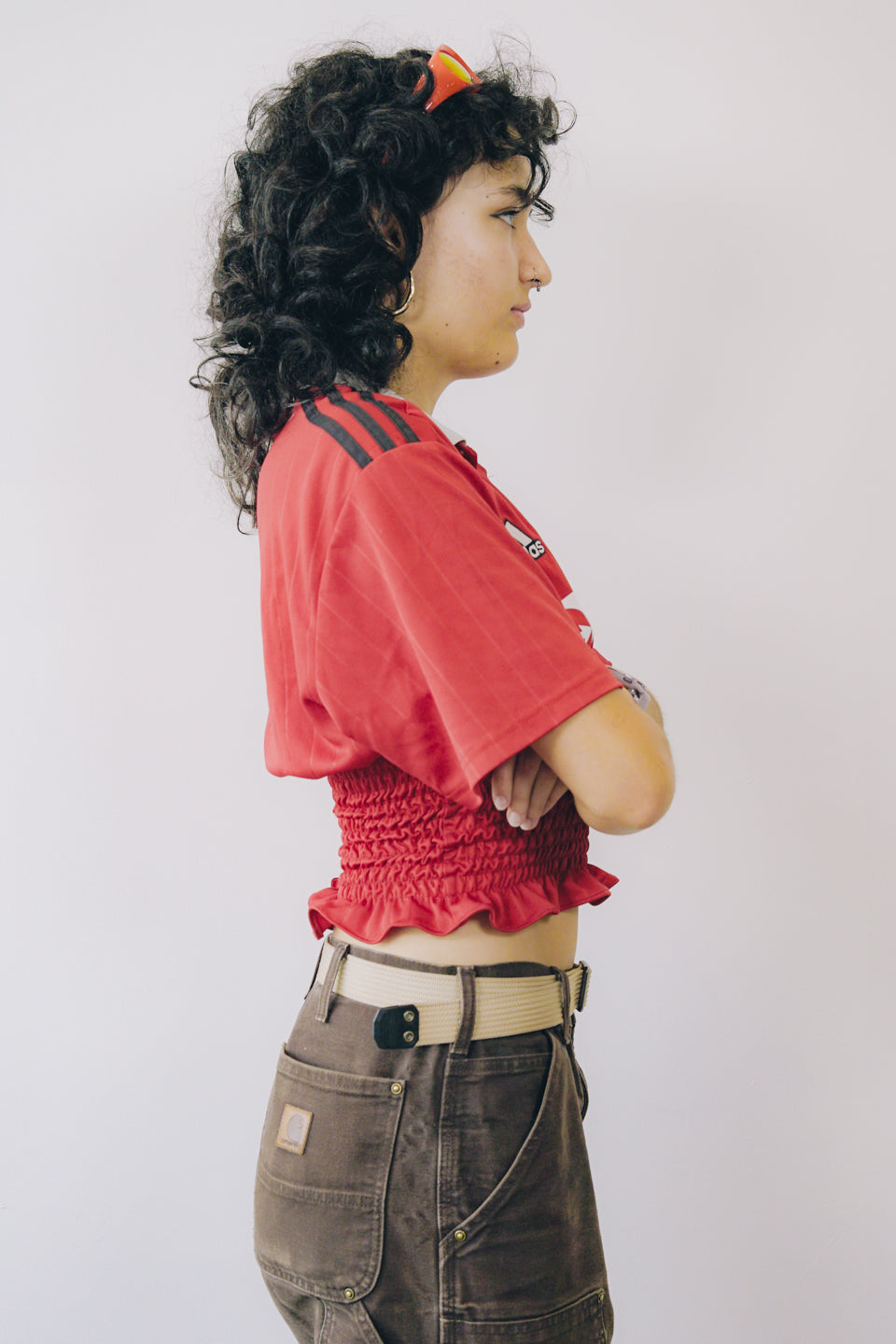 Rework Shirred Adidas Manchester United Football Jersey S/M