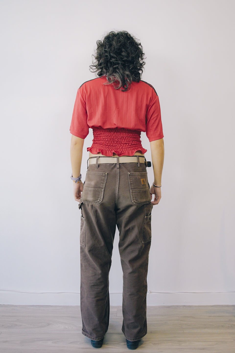 Rework Shirred Adidas Manchester United Football Jersey S/M