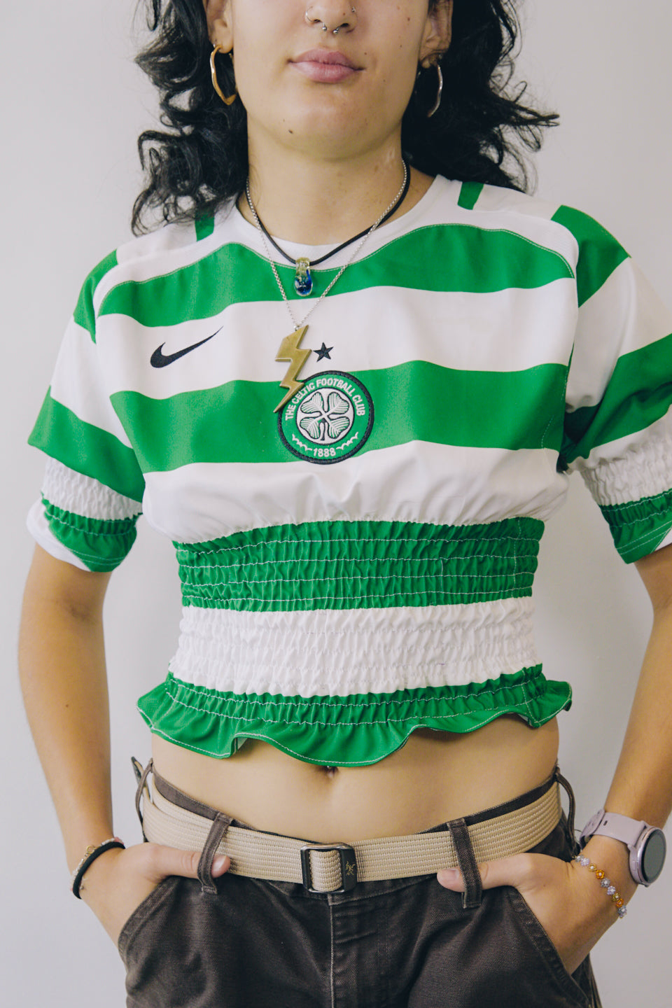Rework Shirred Nike Celtic FC Football Jersey S/M