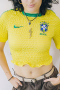 Rework Shirred Nike Brasil Football Jersey S/M