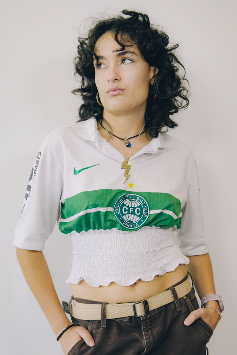 Rework Shirred Nike Coritiba FC Football Jersey S/M