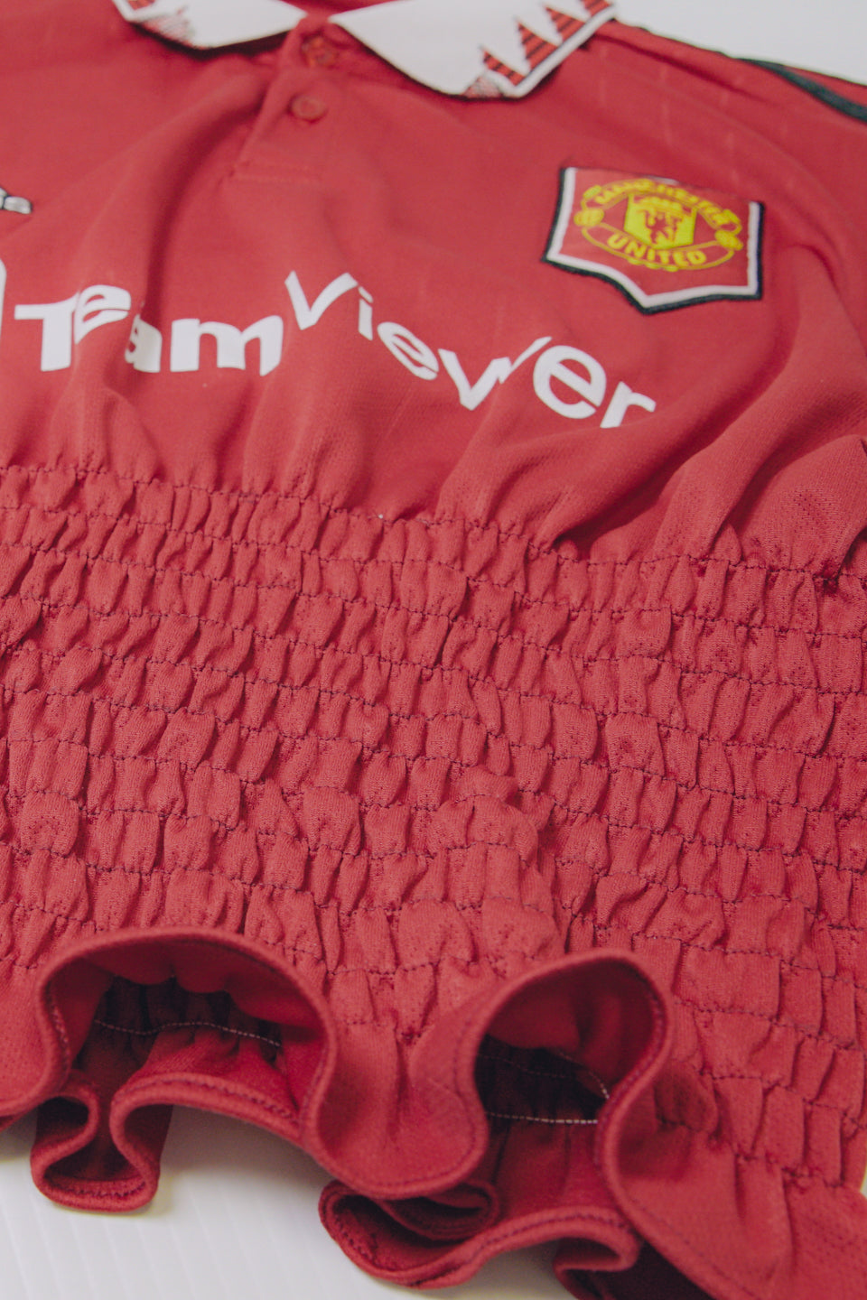 Rework Shirred Adidas Manchester United Football Jersey S/M