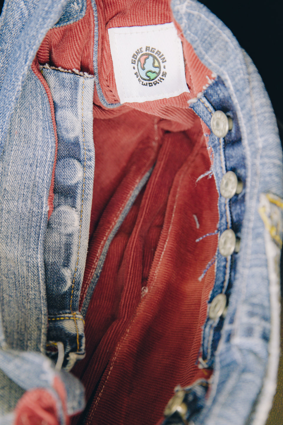 Rework Evisu Denim Tie Strap Mini Shoulder Bag