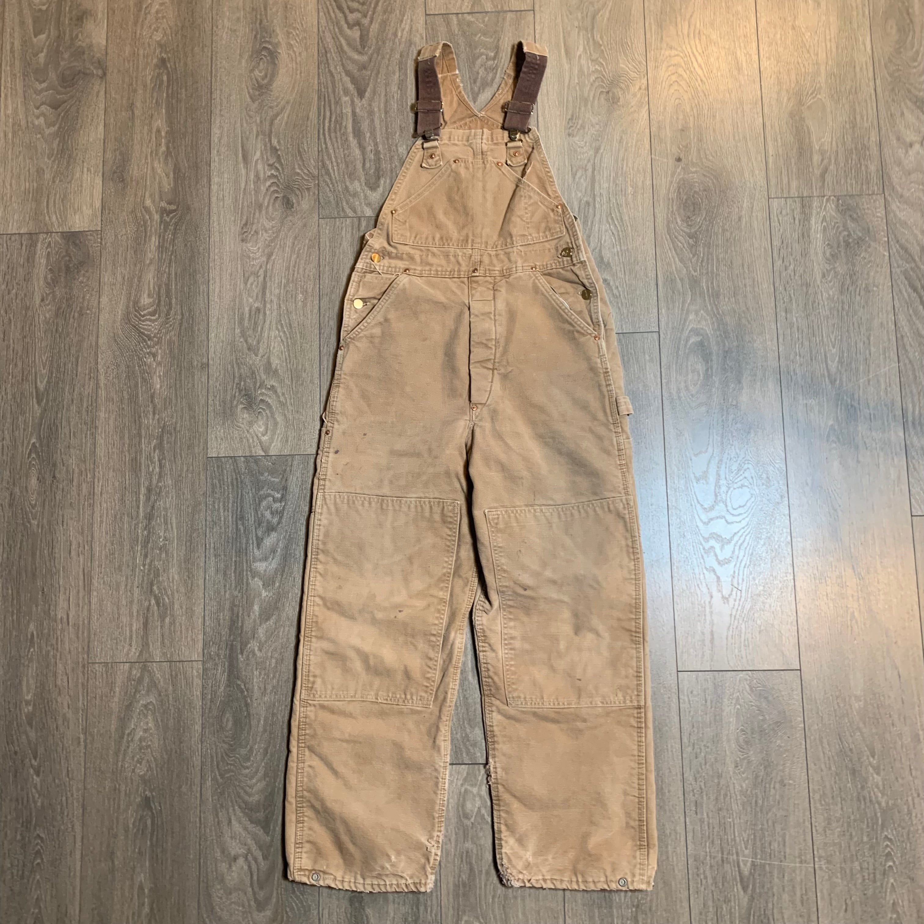 Vintage Faded Brown Carhartt Quilted Overalls 31x29