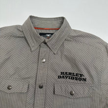 Load image into Gallery viewer, Harley Davidson Striped Short Sleeve Button Up M
