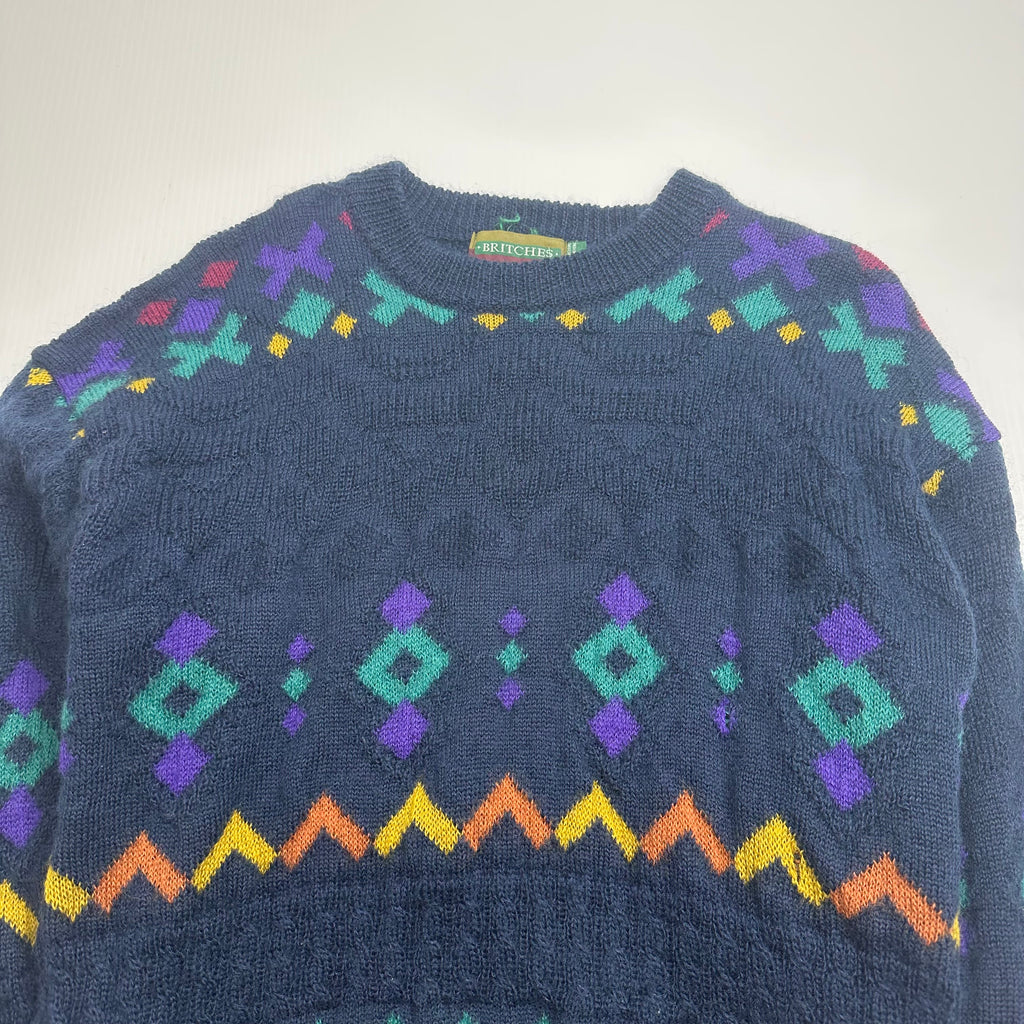 Vintage Britches Abstract Pattern Knit Mohair Blend Sweater M