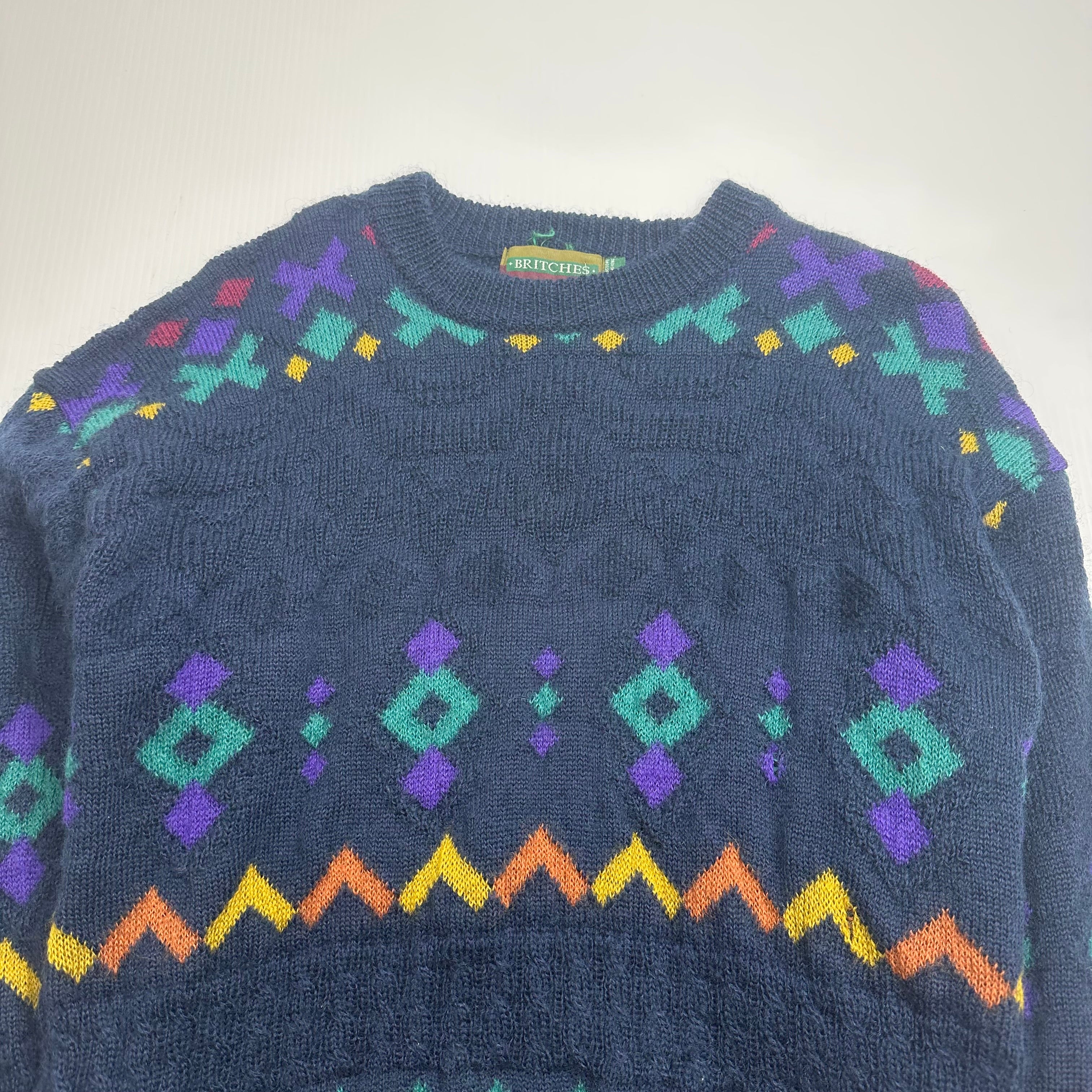 Vintage Britches Abstract Pattern Knit Mohair Blend Sweater M