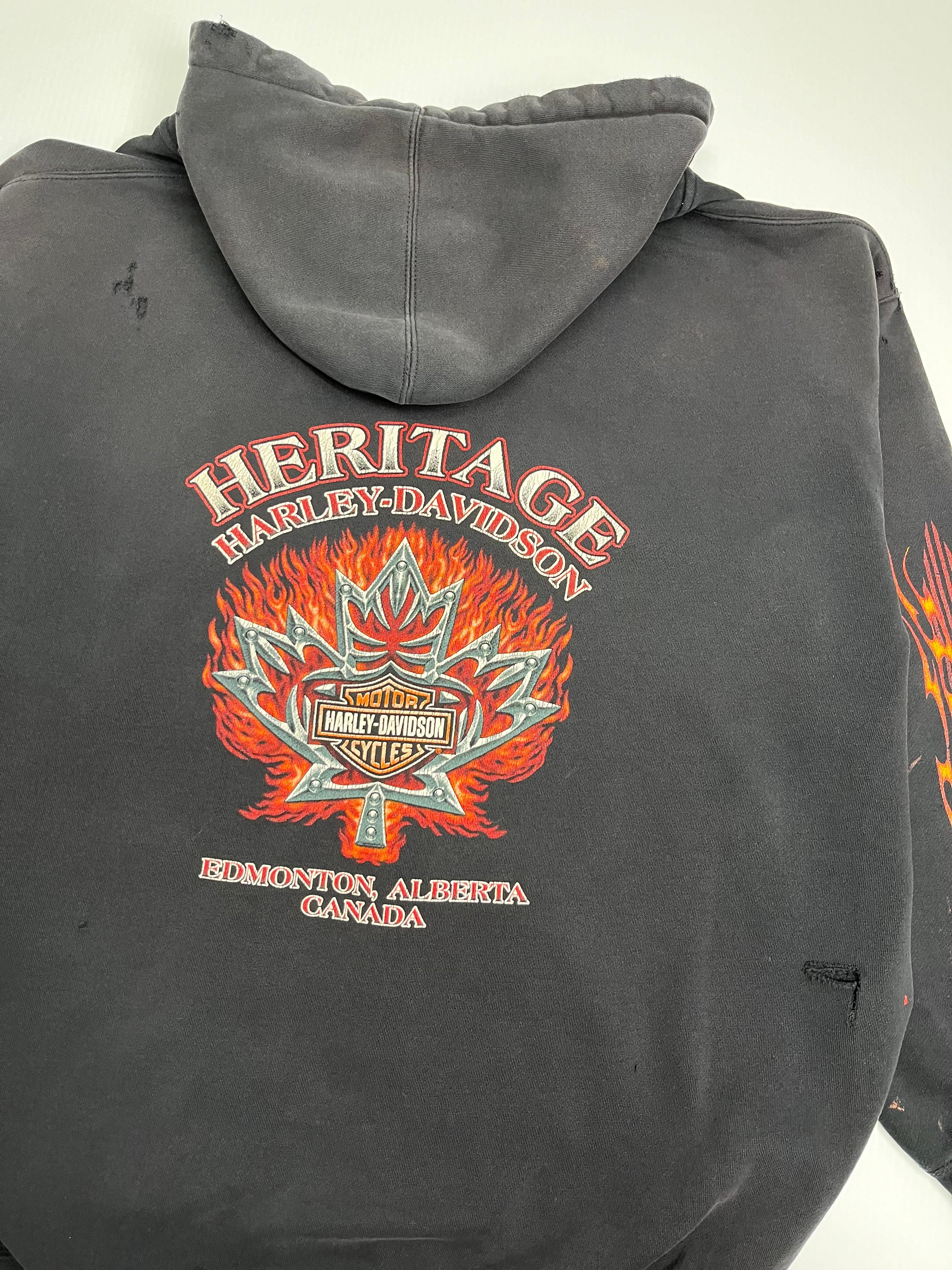 Harley Davidson Heritage Edmonton Distressed Zip Hoodie 3XL