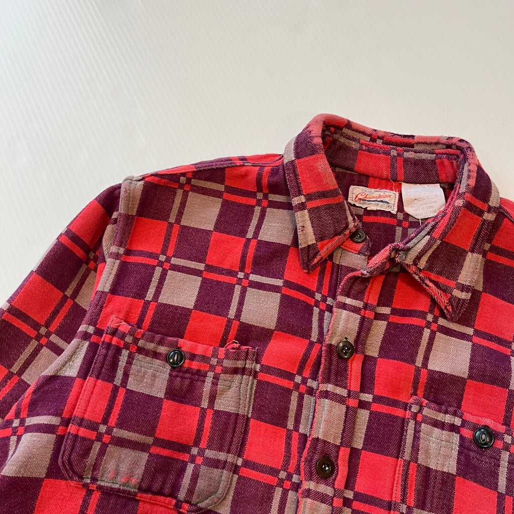 Vintage Champion Mackinaw Plaid Flannel Shirt L