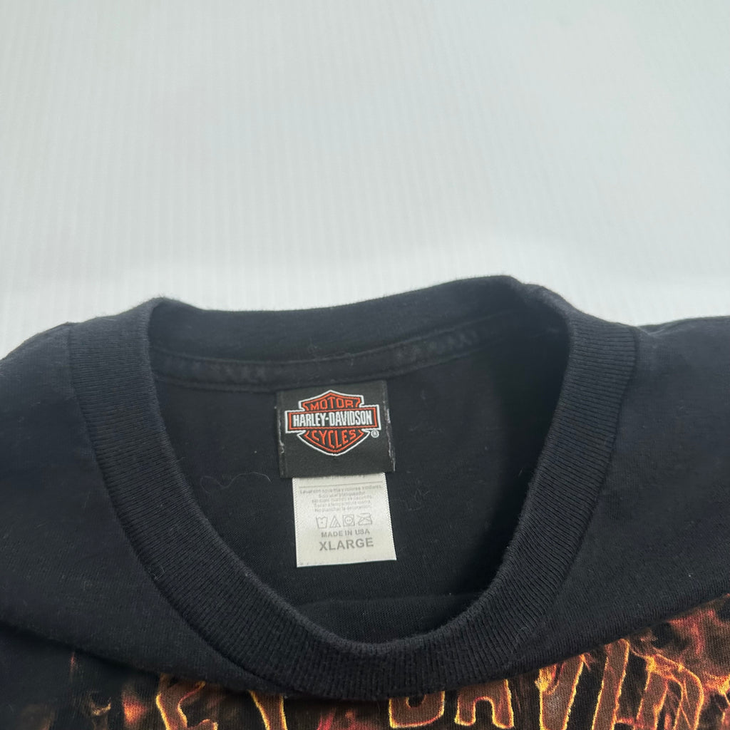 Harley Davidson Flame Skull Suffolk England Tee XL