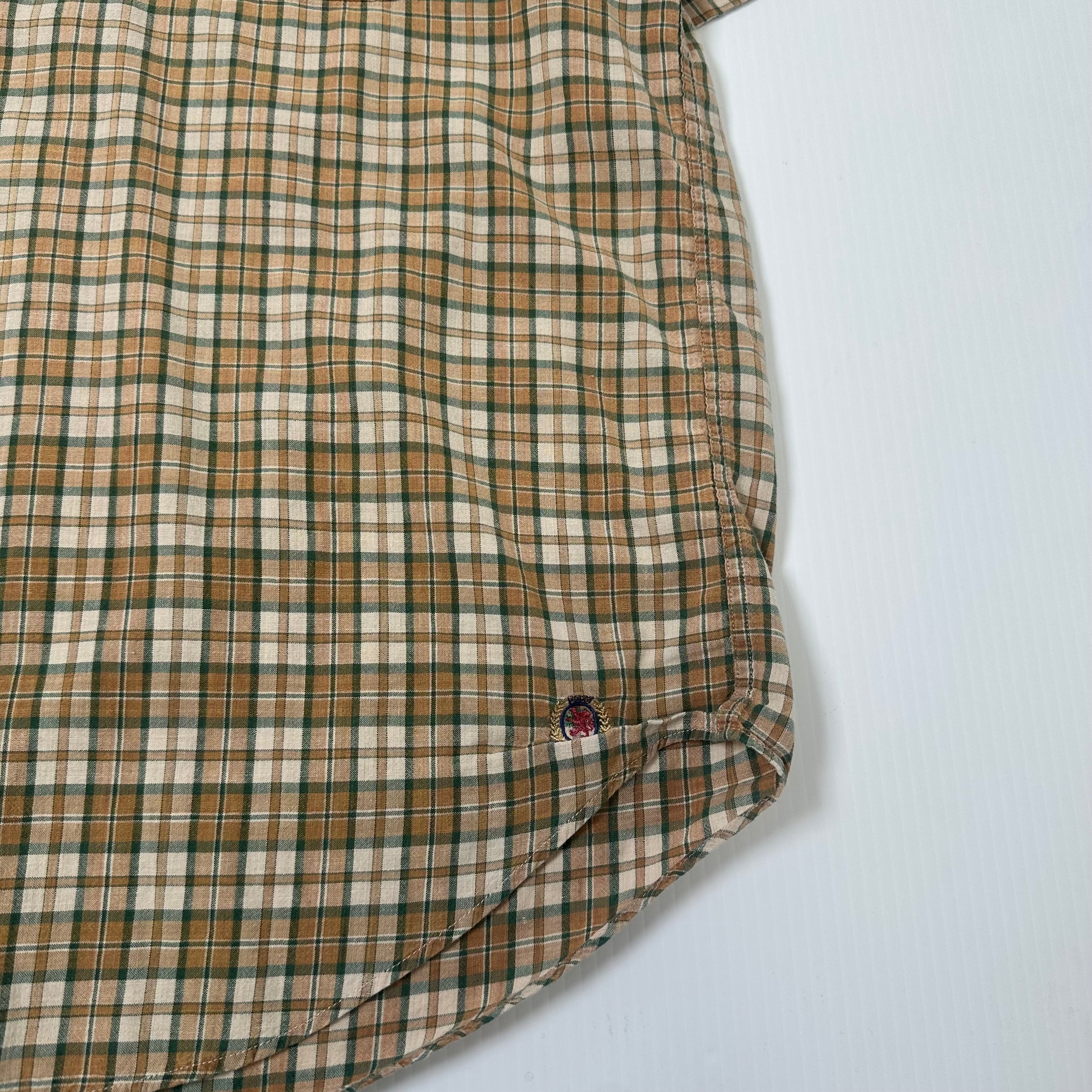 Tommy Hilfiger Plaid Short Sleeve Button Up L