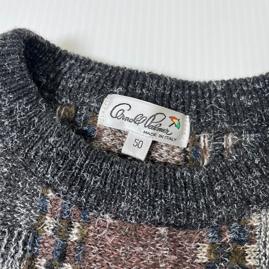 Vintage Arnold Palmer Patchwork Knit Sweater L