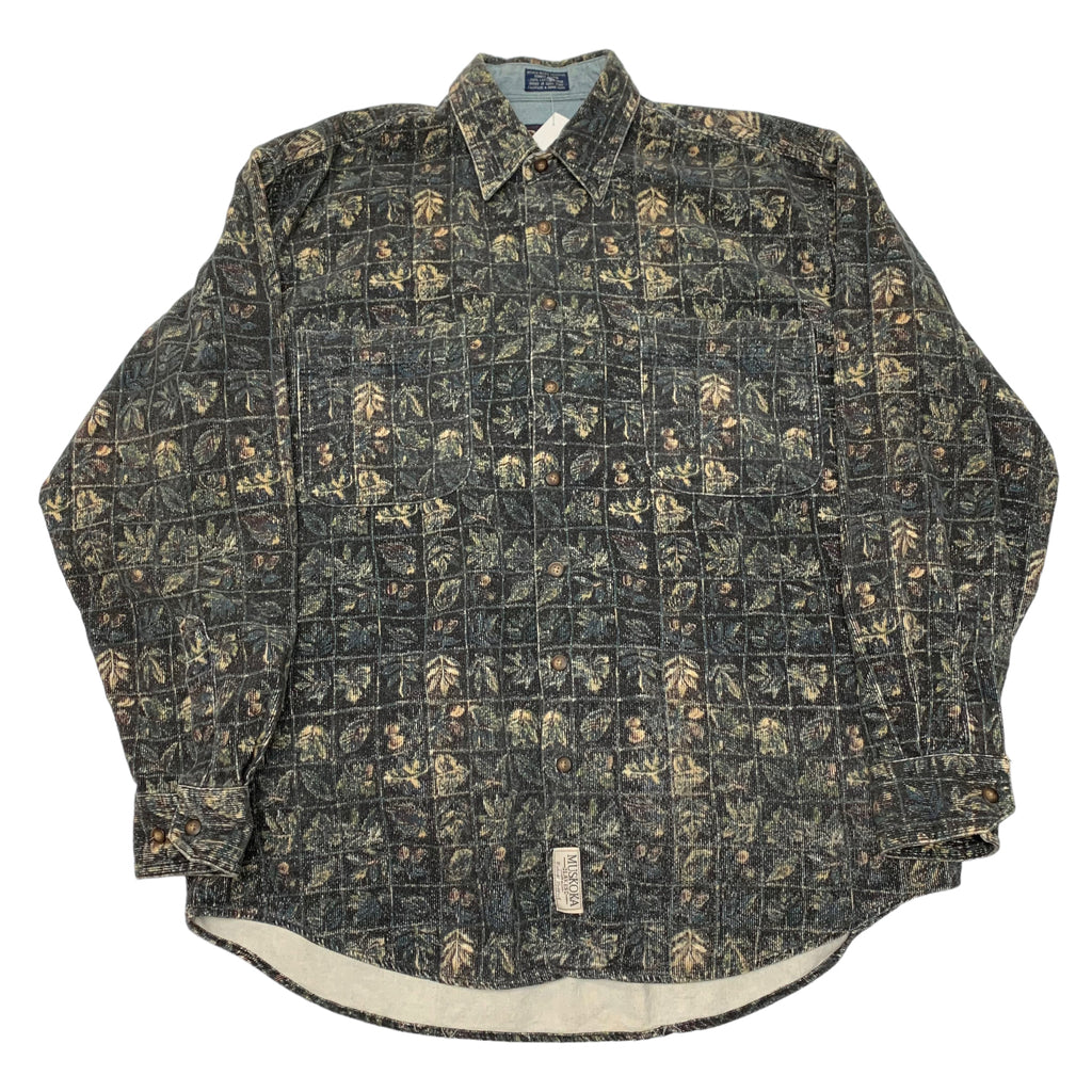 Vintage Nature Leaf Flannel M