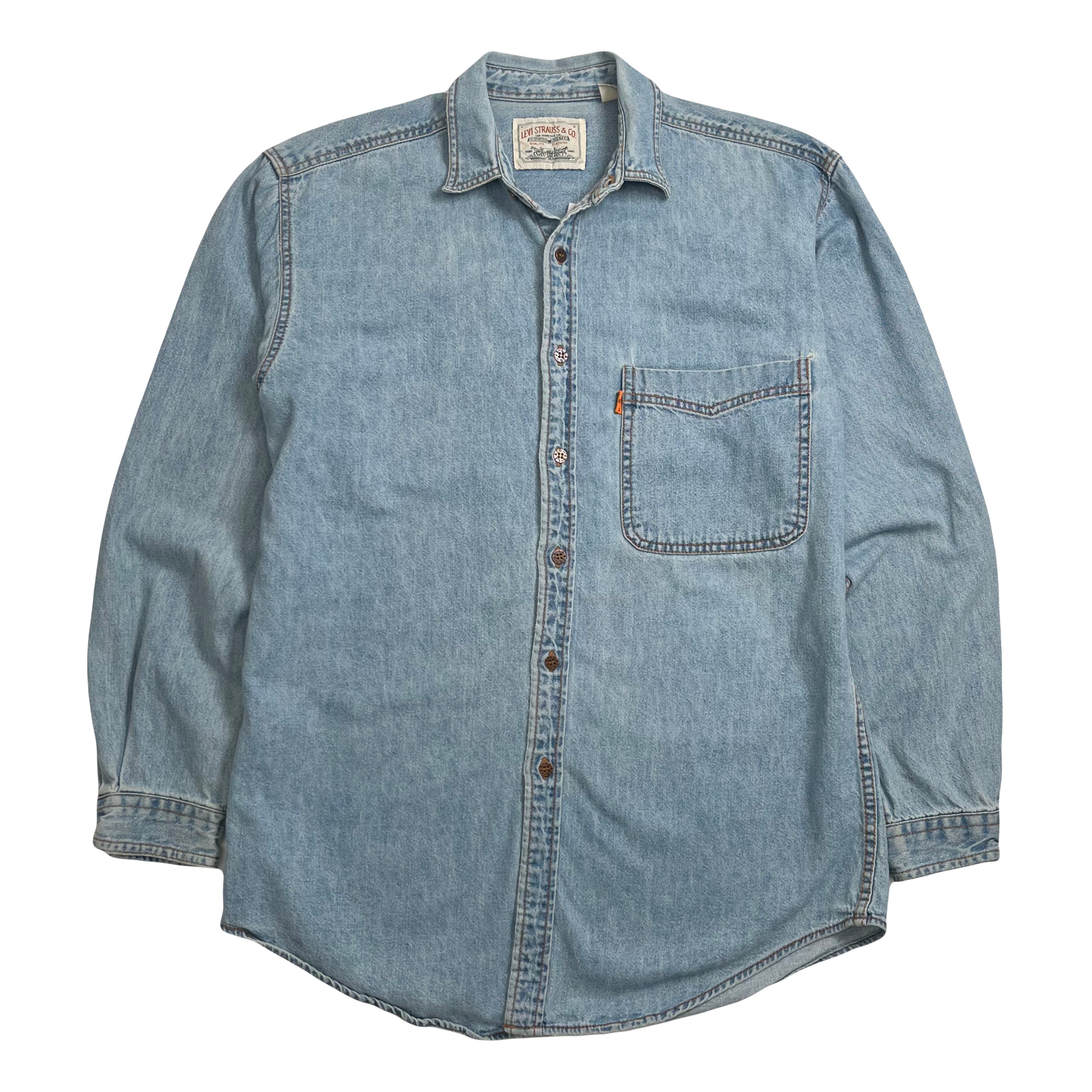 Vintage Levi's Orange Tab Medium Wash Button Up Shirt M