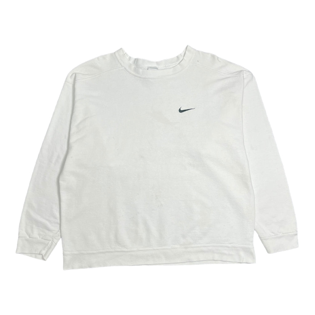 90s Nike White Swoosh Crewneck L