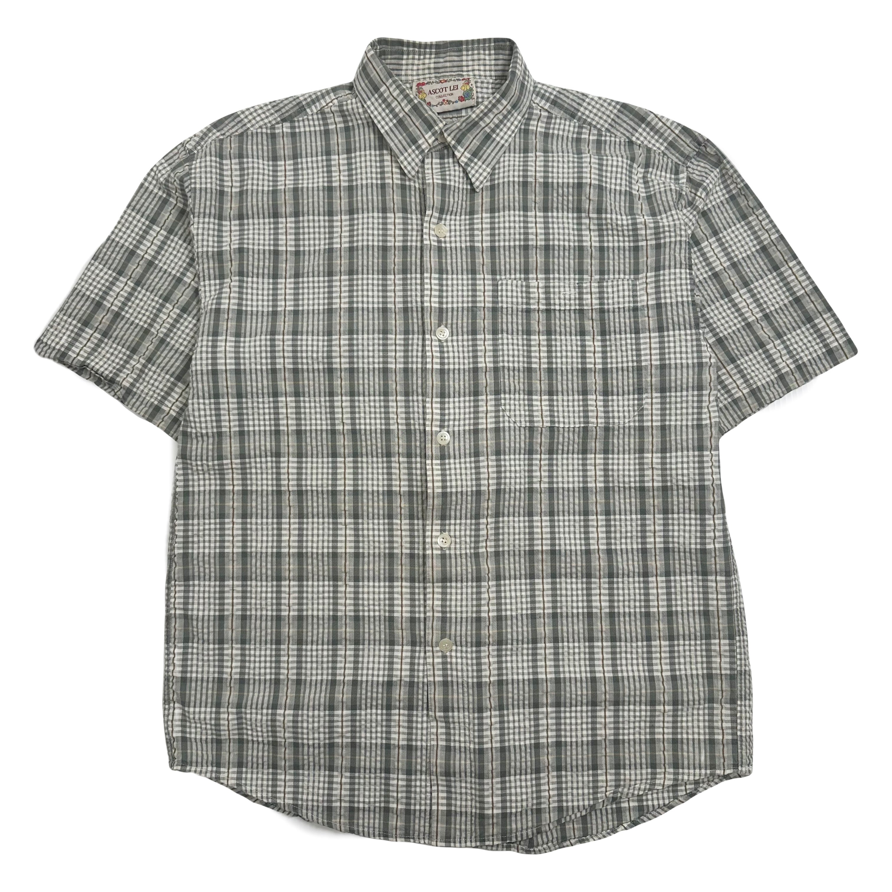 Ascot Lei Plaid Short Sleeve Button Up Shirt M