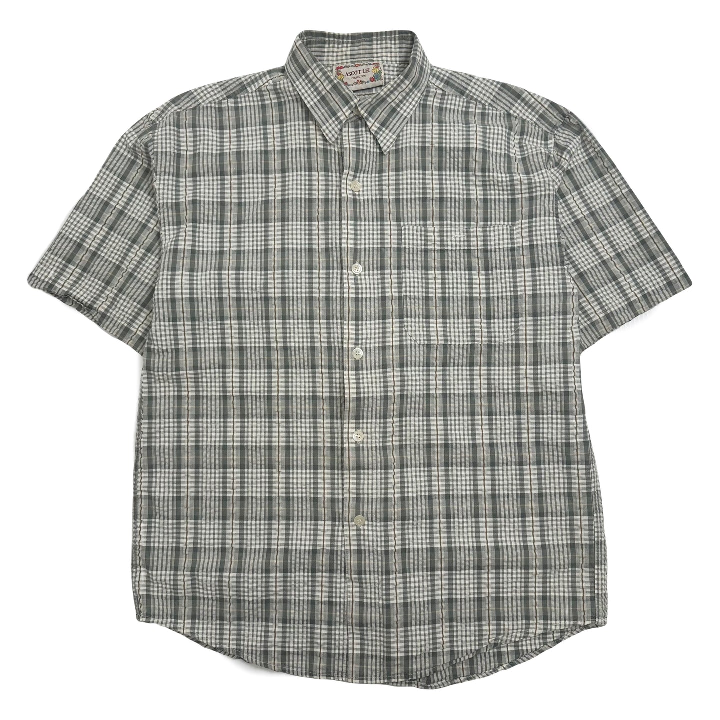 Ascot Lei Plaid Short Sleeve Button Up Shirt M