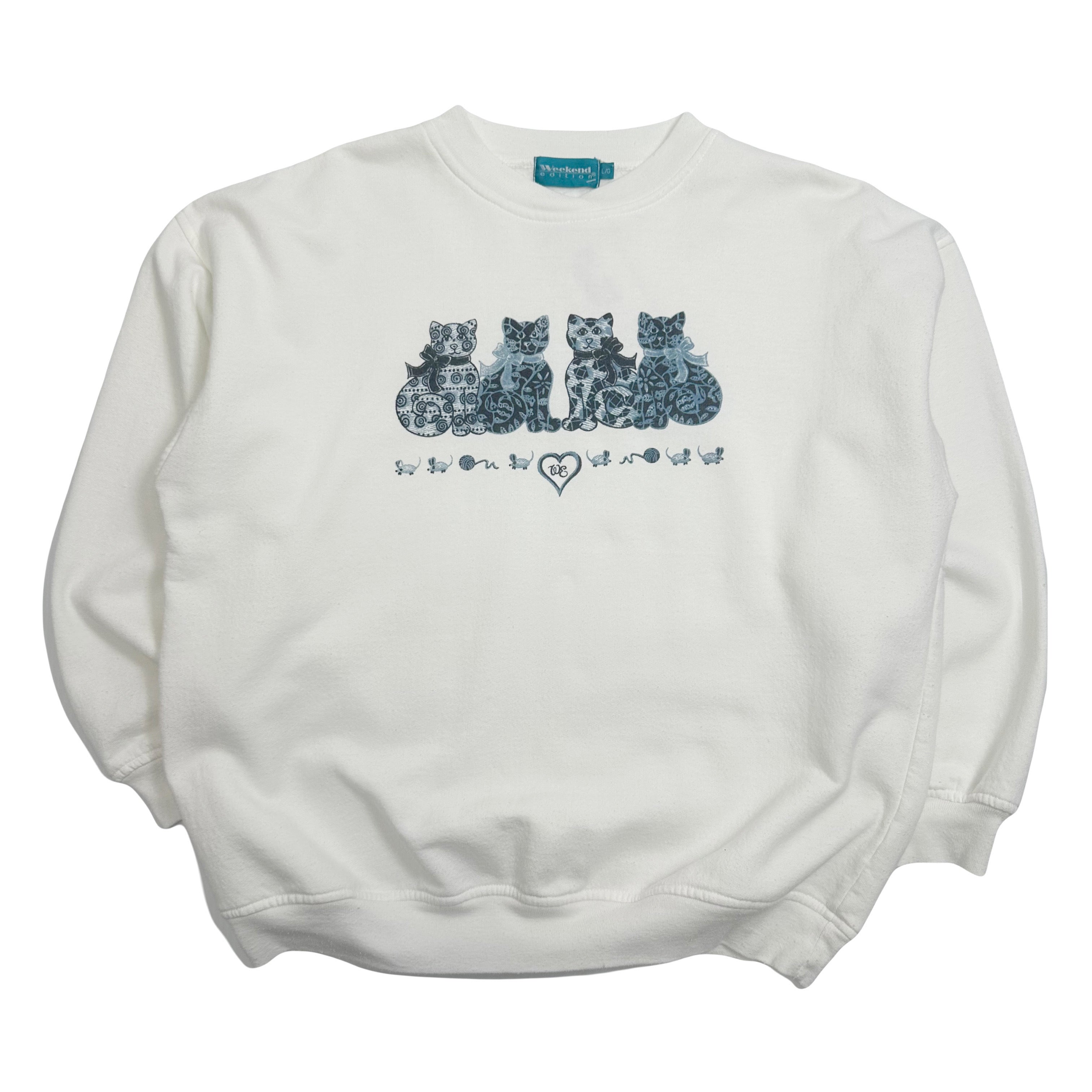 Vintage Weekend Edition Cats Crewneck L