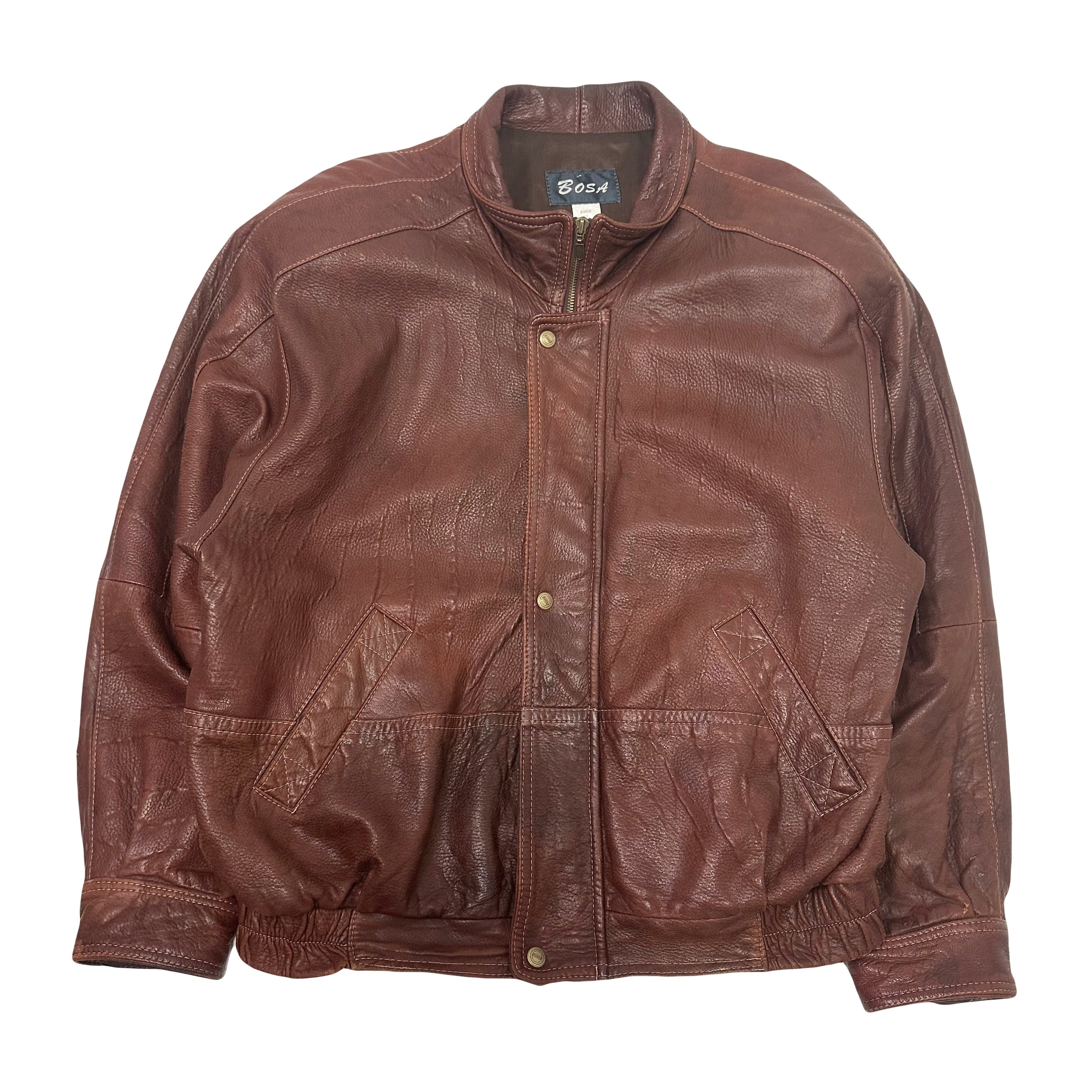 Vintage Bosa Leather Bomber Jacket XL