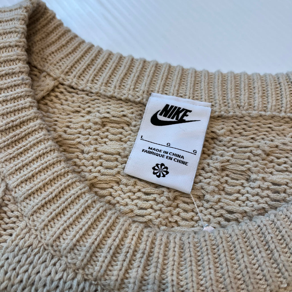 Nike Big Swoosh Cable Knit Sweater L