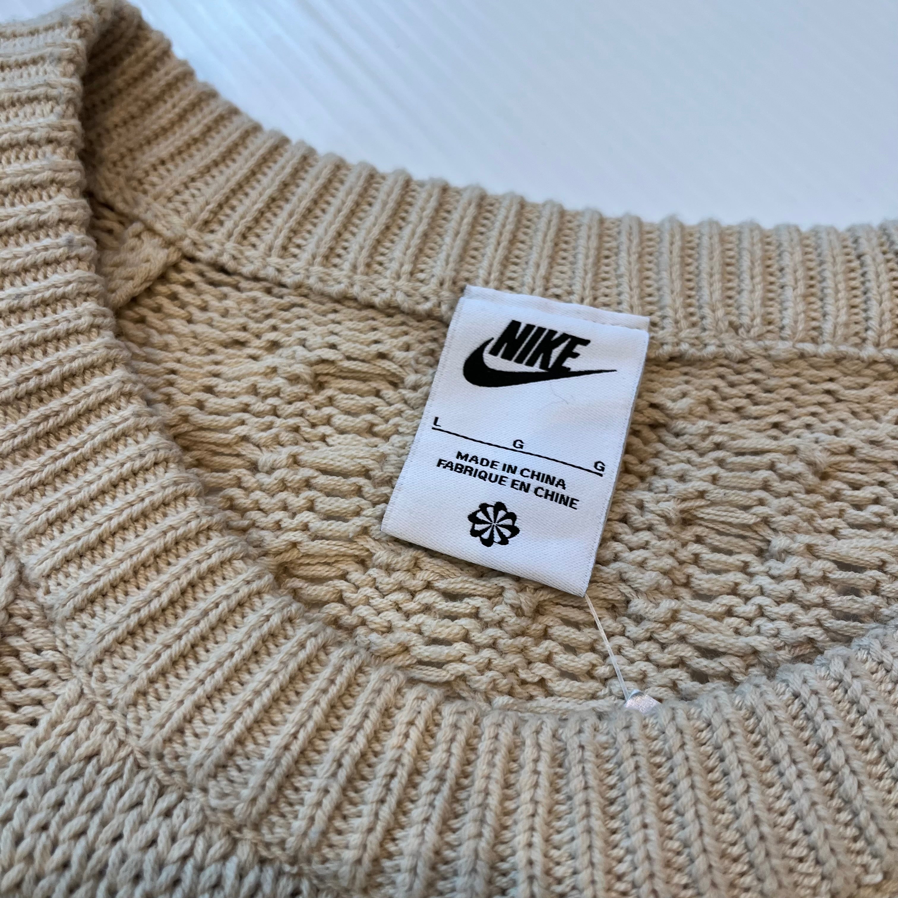 Nike Big Swoosh Cable Knit Sweater L
