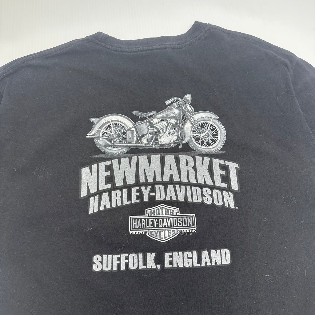 Harley Davidson Flame Skull Suffolk England Tee XL