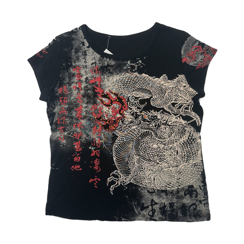 Y2K Dragon Art Graphic Tee Women's L