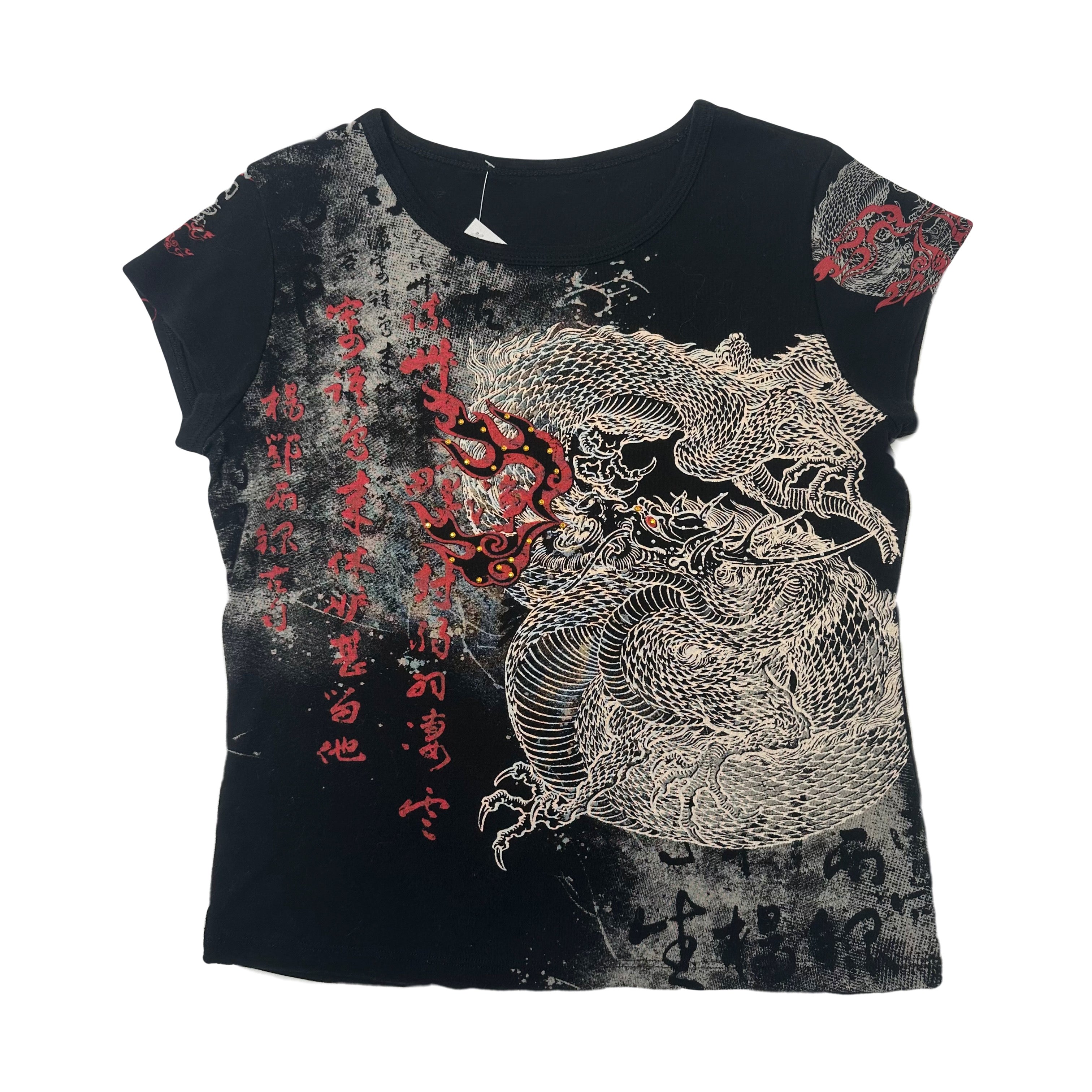 Y2K Dragon Art Graphic Tee Women's L