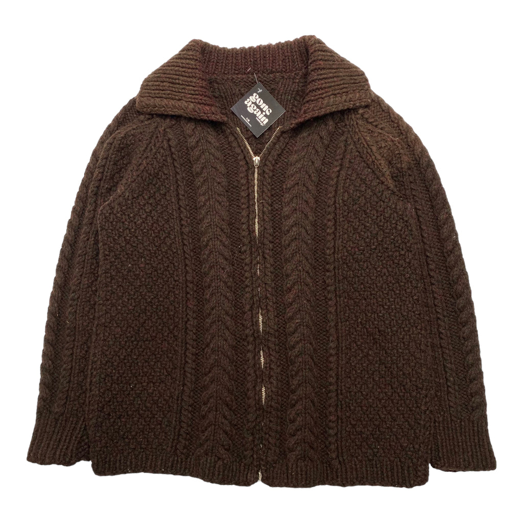 Vintage Brown Full Zip Sweater L