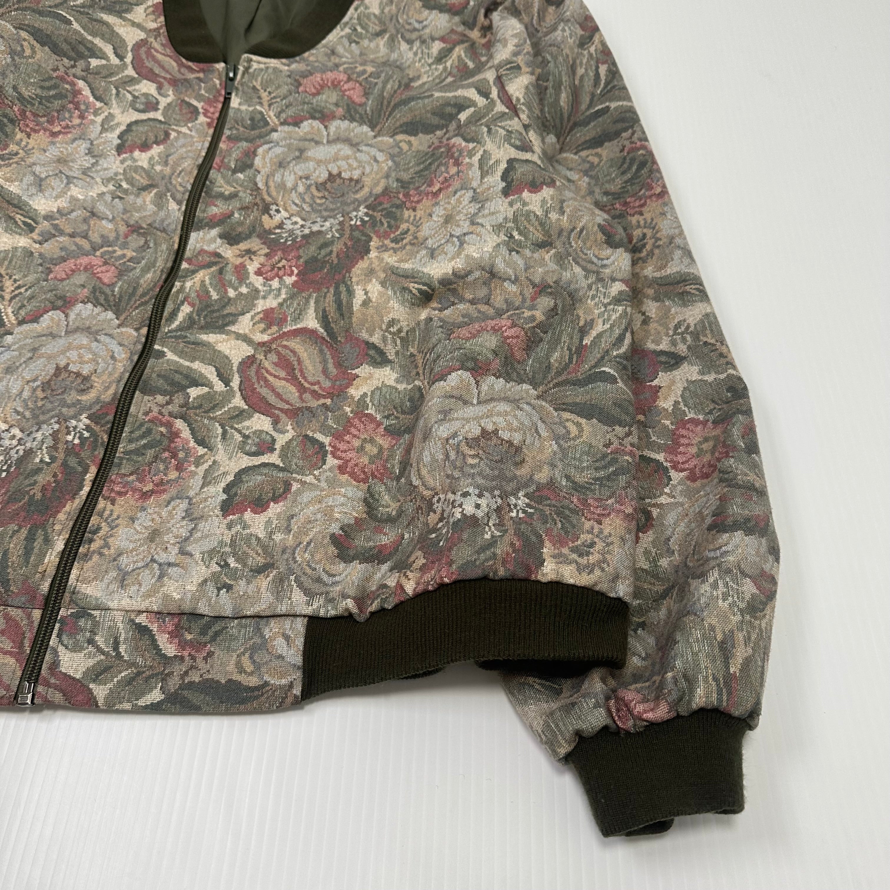 Vintage Floral Pattern Bomber Jacket Women's S