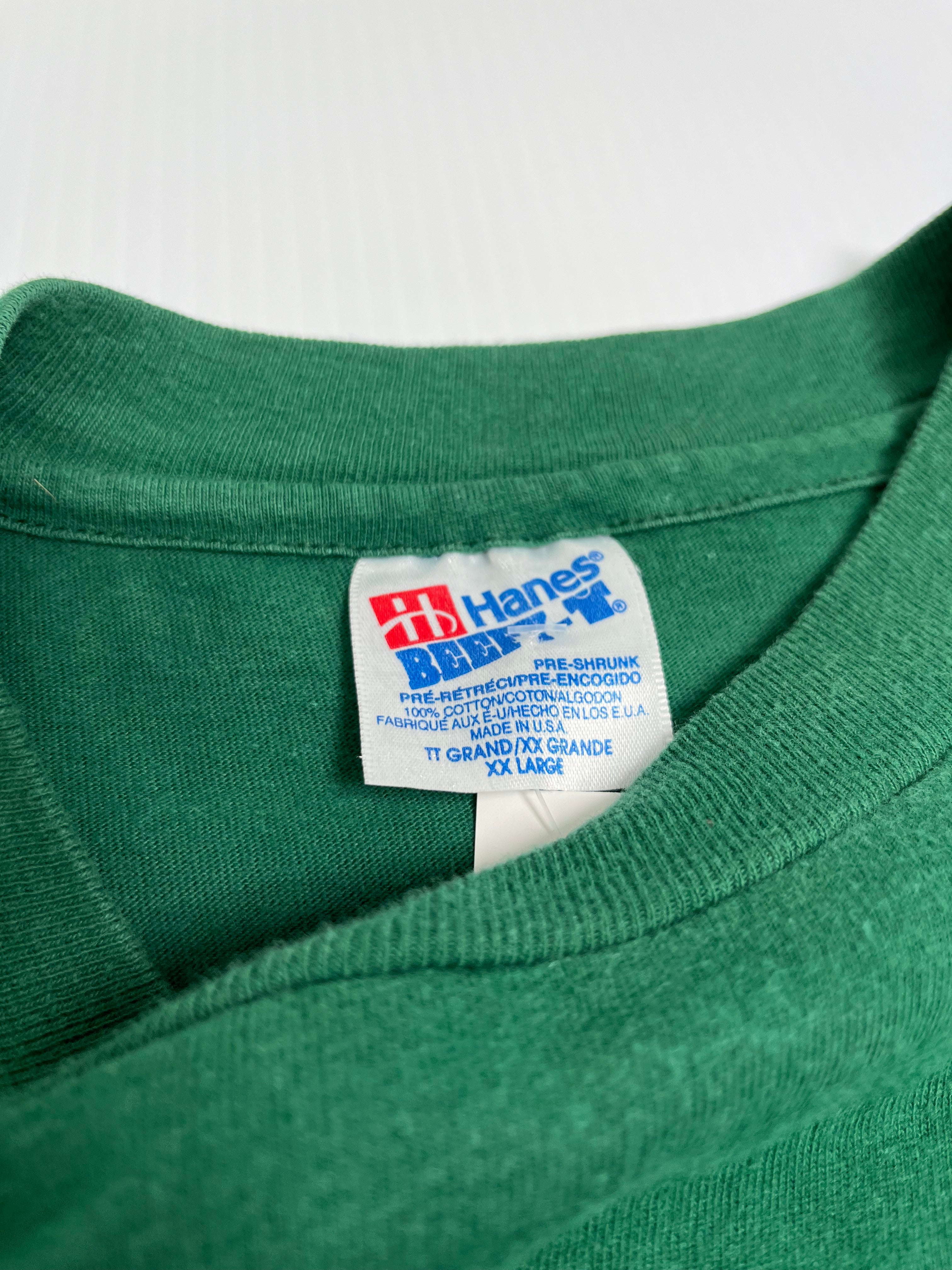 90s Hanes Blank Green Faded Tee XXL