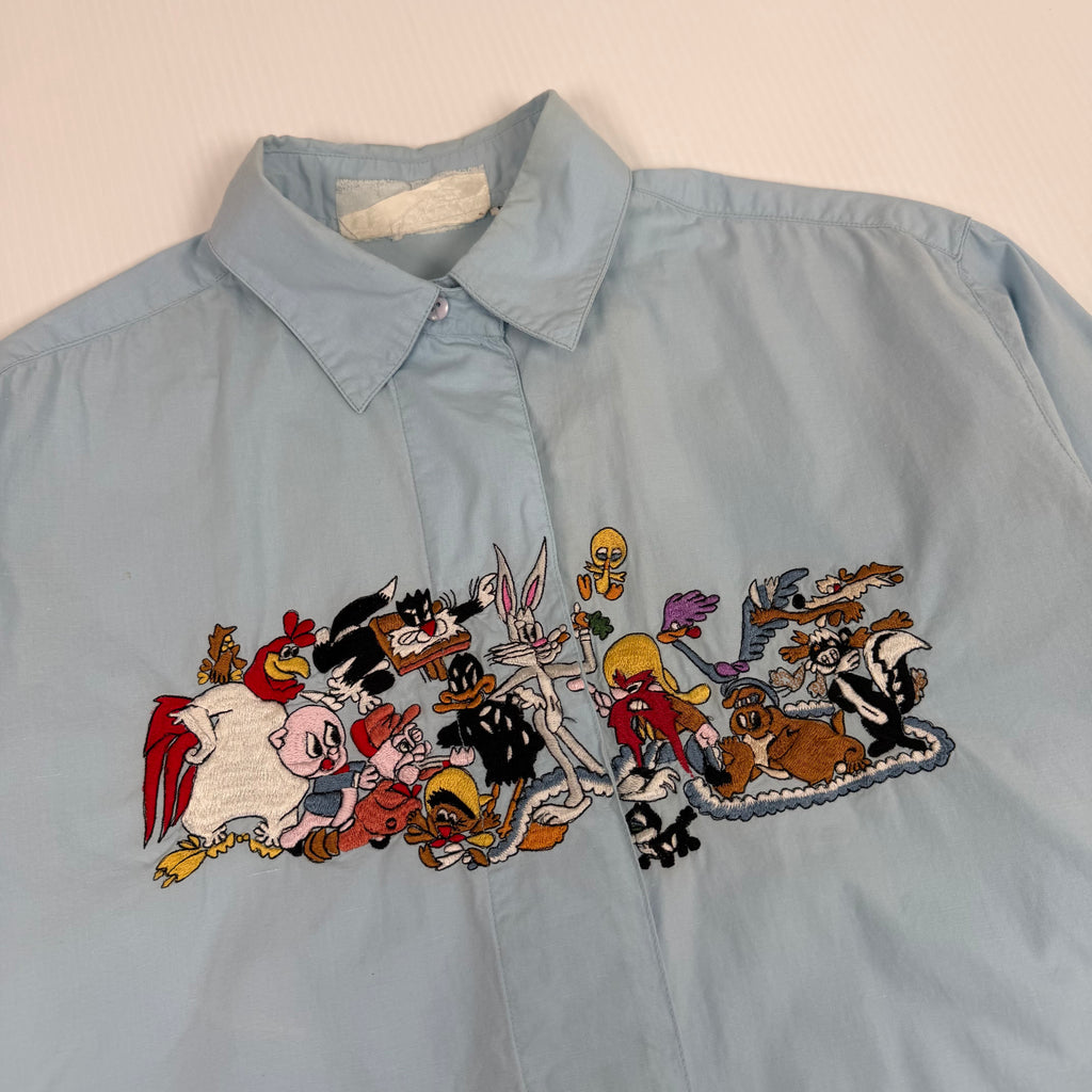 Vintage Looney Tunes Characters Button Up Shirt M