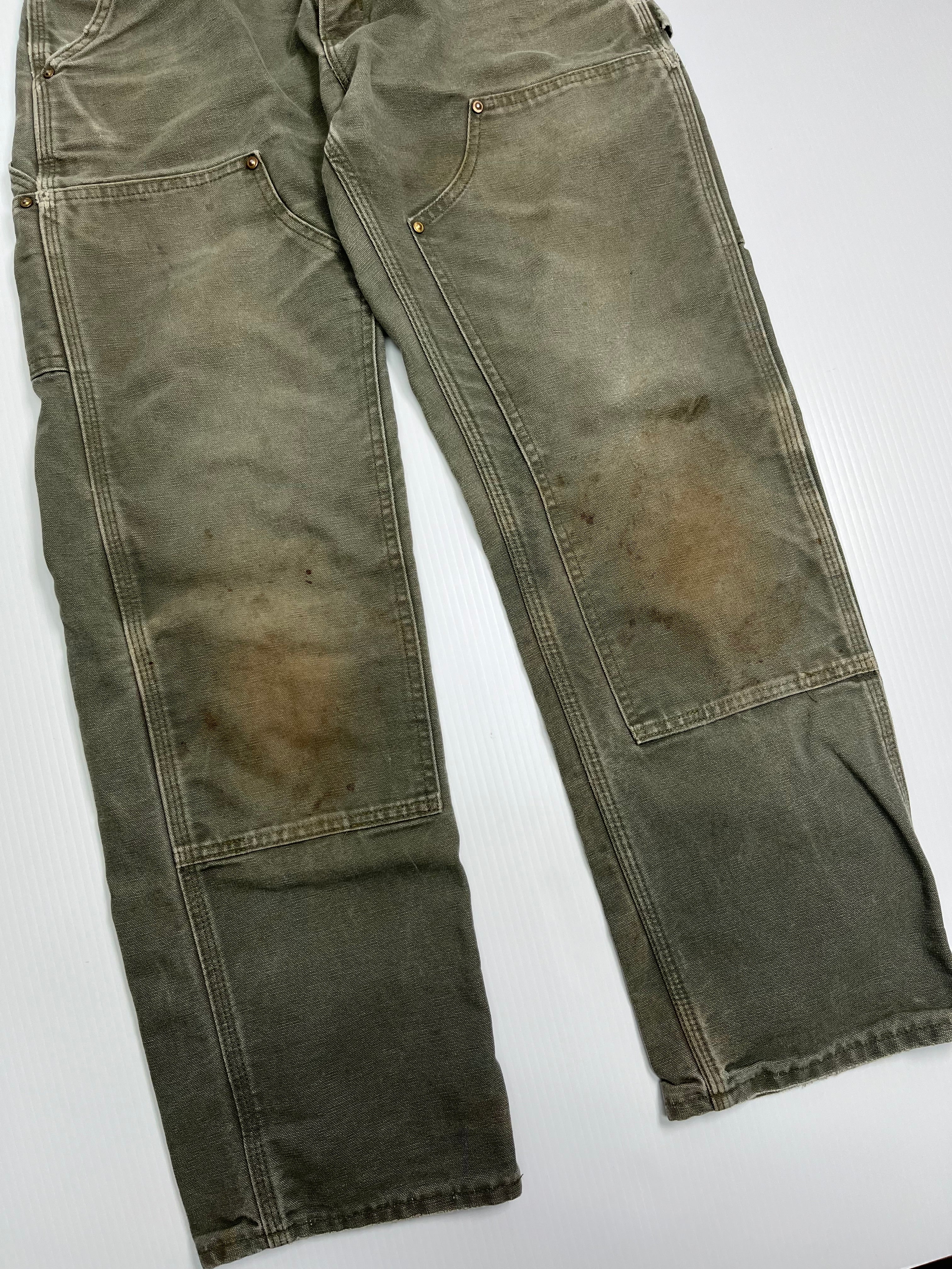 Distressed Carhartt Olive Double Knees 30