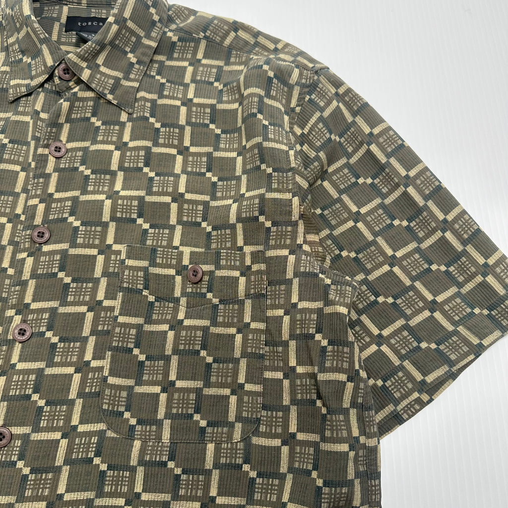 Toscano Silk Short Sleeve Button Up Shirt S