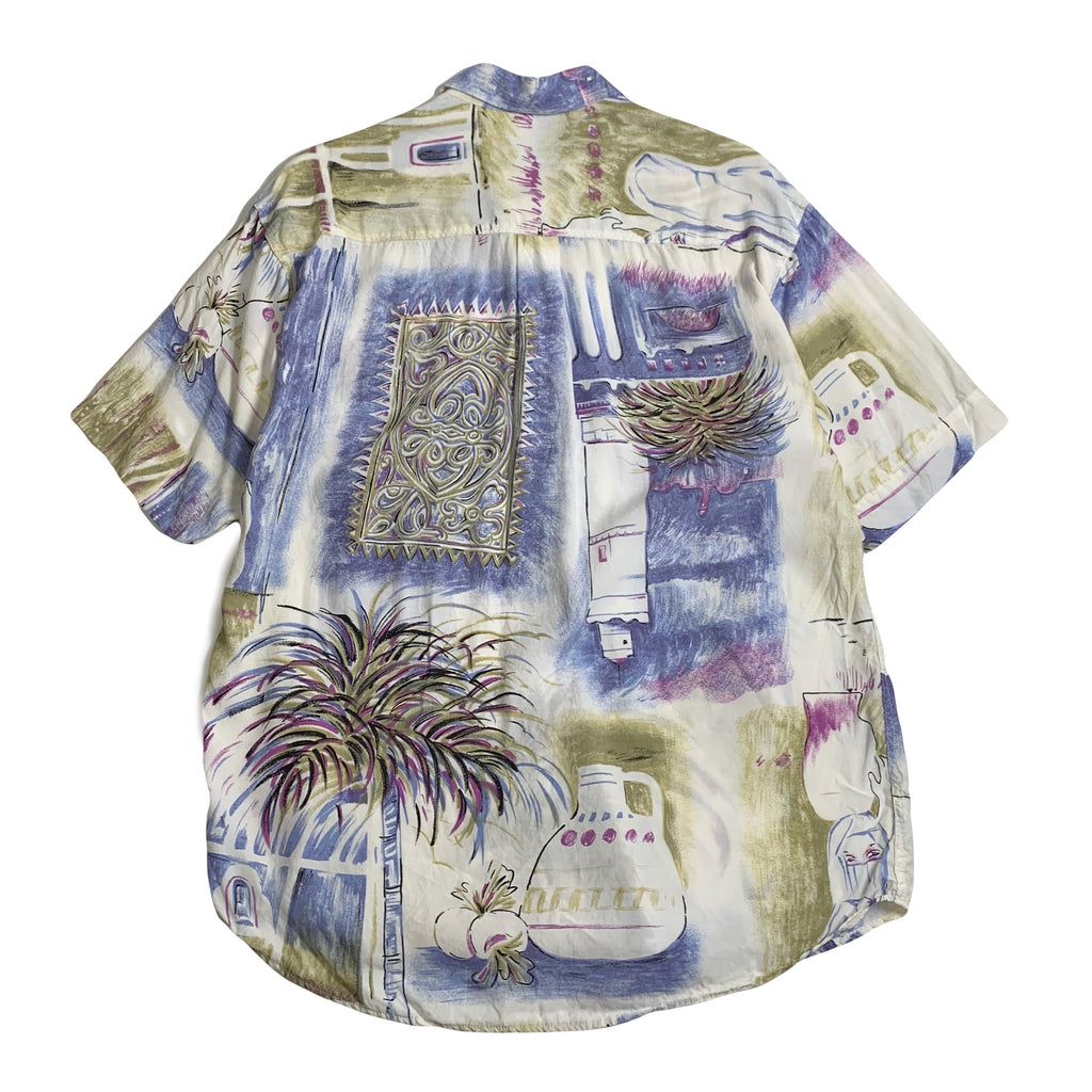 Vintage Di Bazzato Abstract Pattern Short Sleeve Button Up M