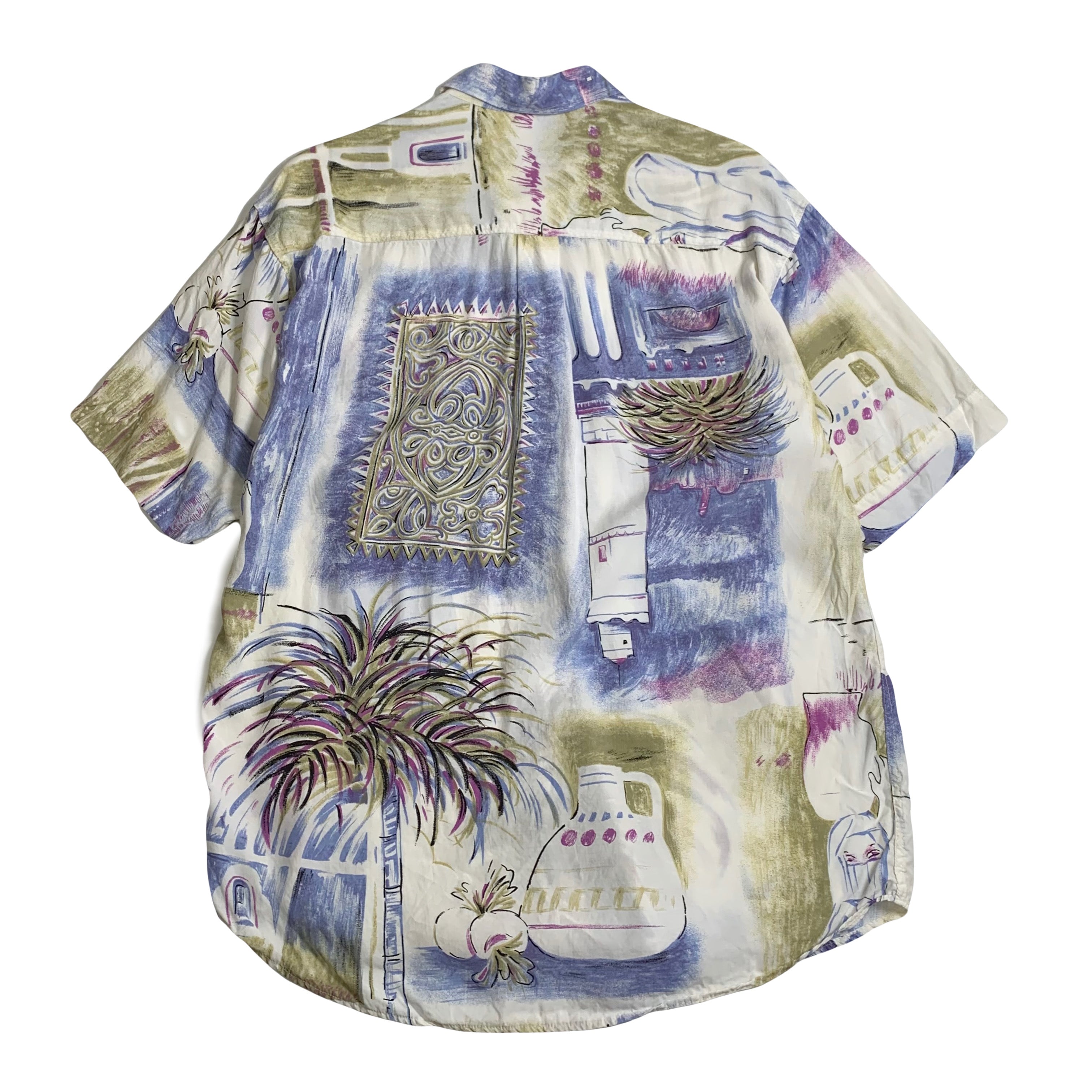 Vintage Di Bazzato Abstract Pattern Short Sleeve Button Up M