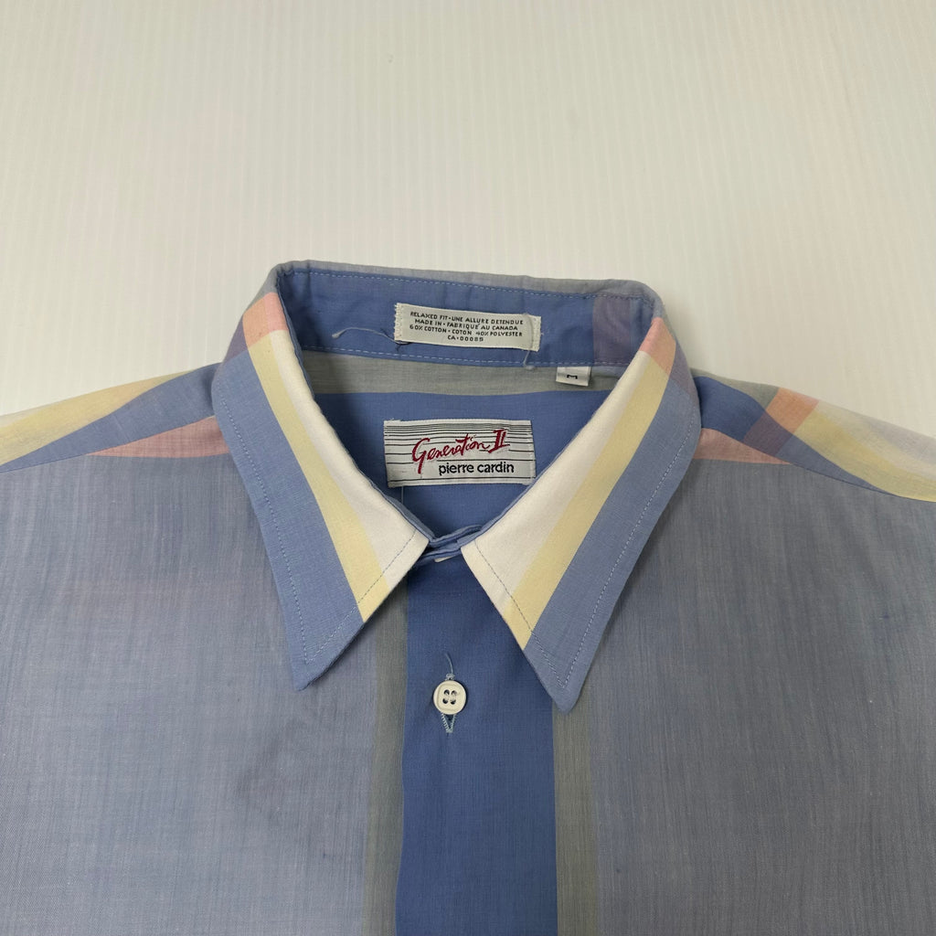 Vintage Pierre Cardin Pastel Plaid Short Sleeve Button Up M