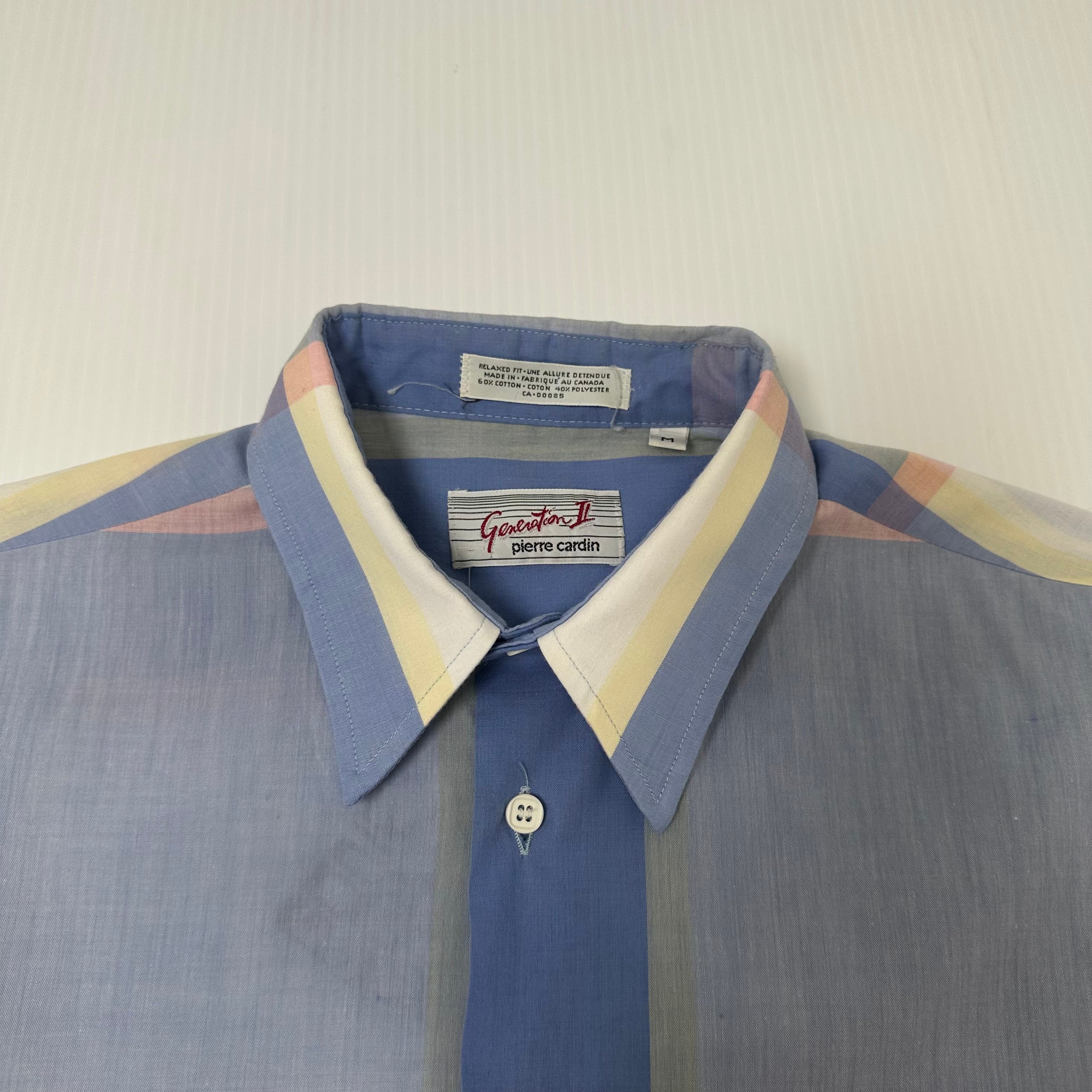 Vintage Pierre Cardin Pastel Plaid Short Sleeve Button Up M