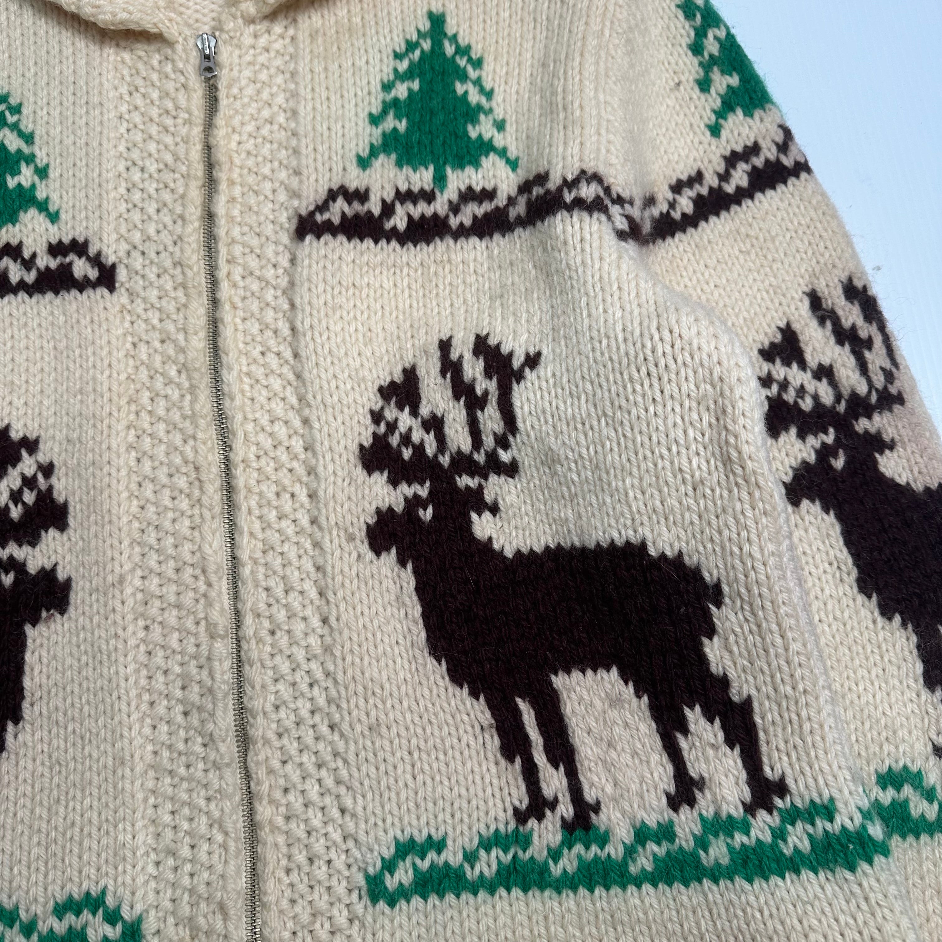 Vintage Cowichan Knit Elk Sweater XL