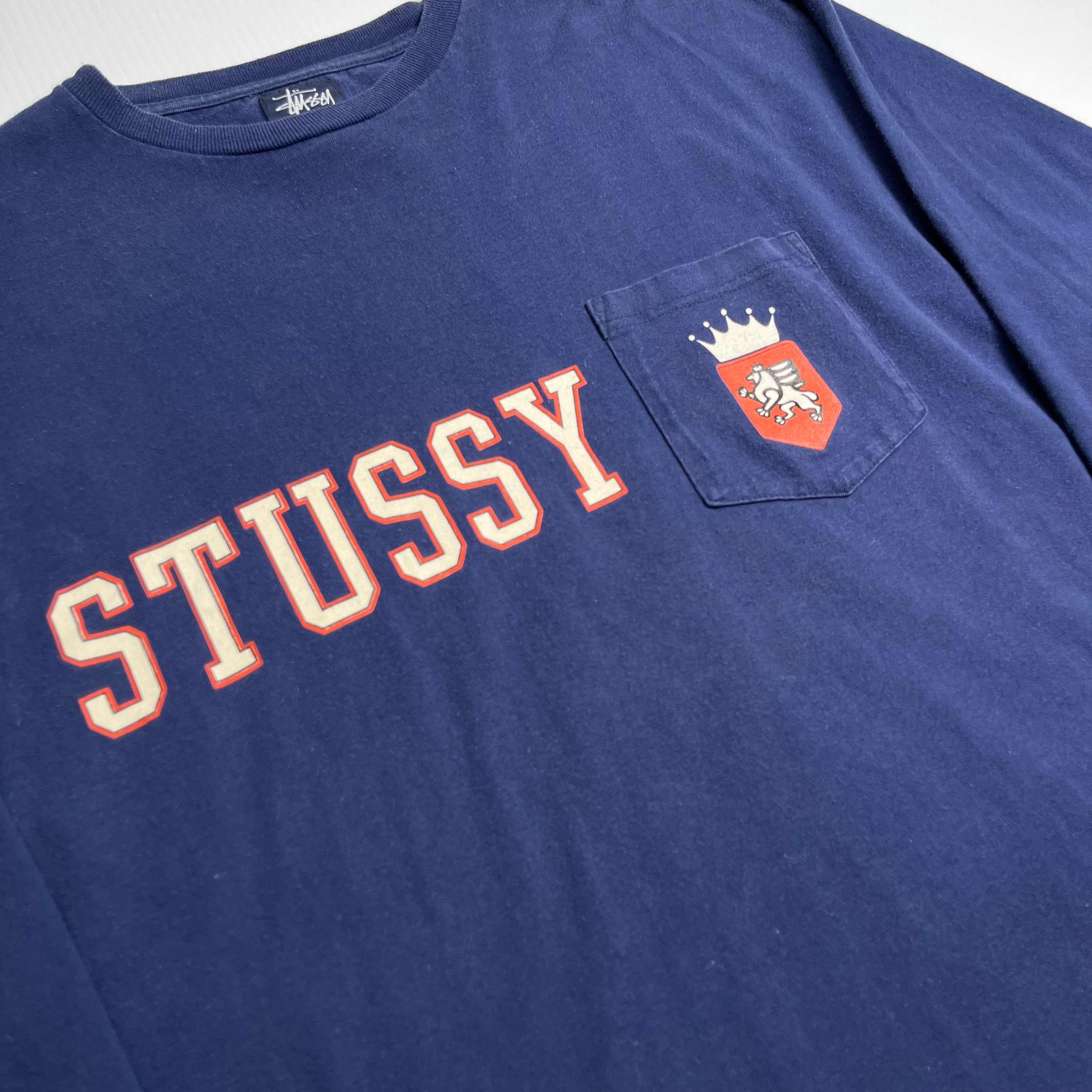 90s Stussy Lion Crest Pocket Longsleeve XL