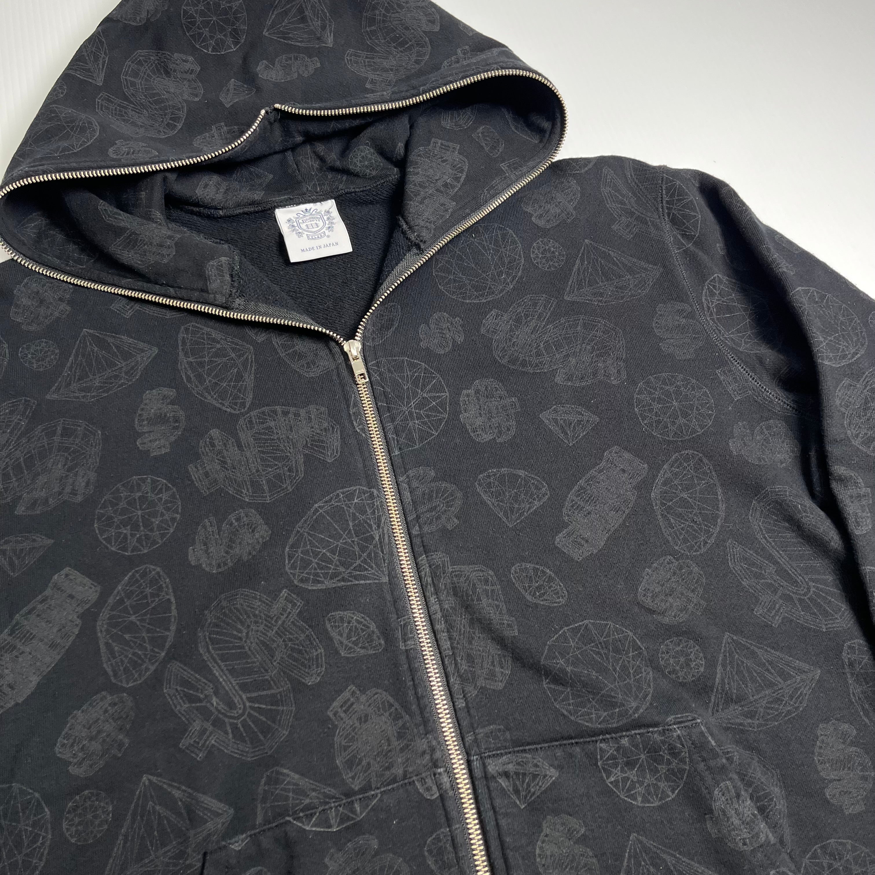 Ice Cream Diamond Pattern Zip Hoodie XL