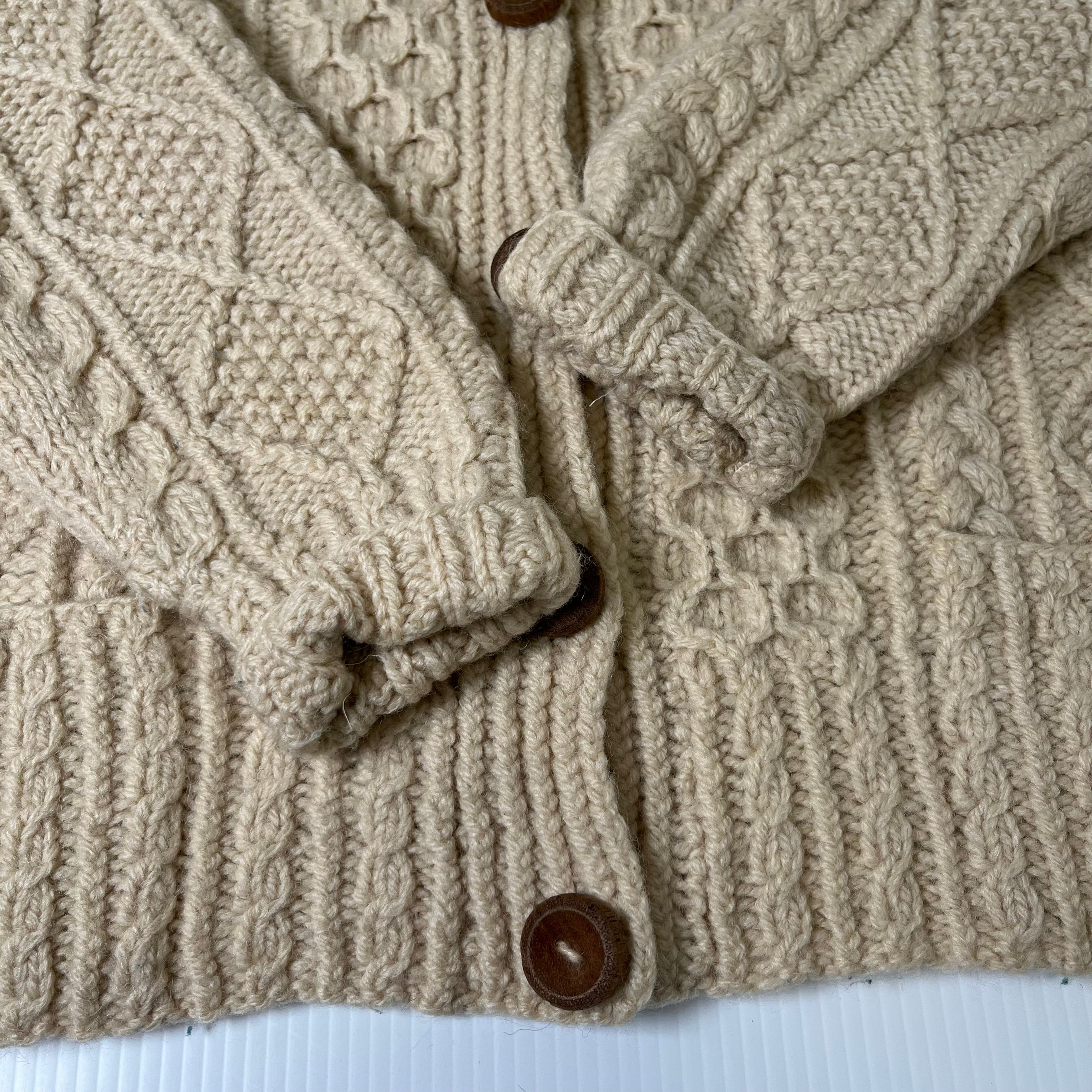 Vintage Loch Garman Ivory Cable Knit Cardigan Sweater M