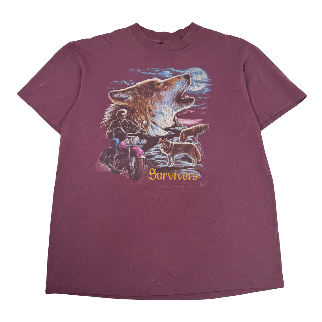 90s 3D Emblem Survivors Portland Oregon Wolf Tee XL