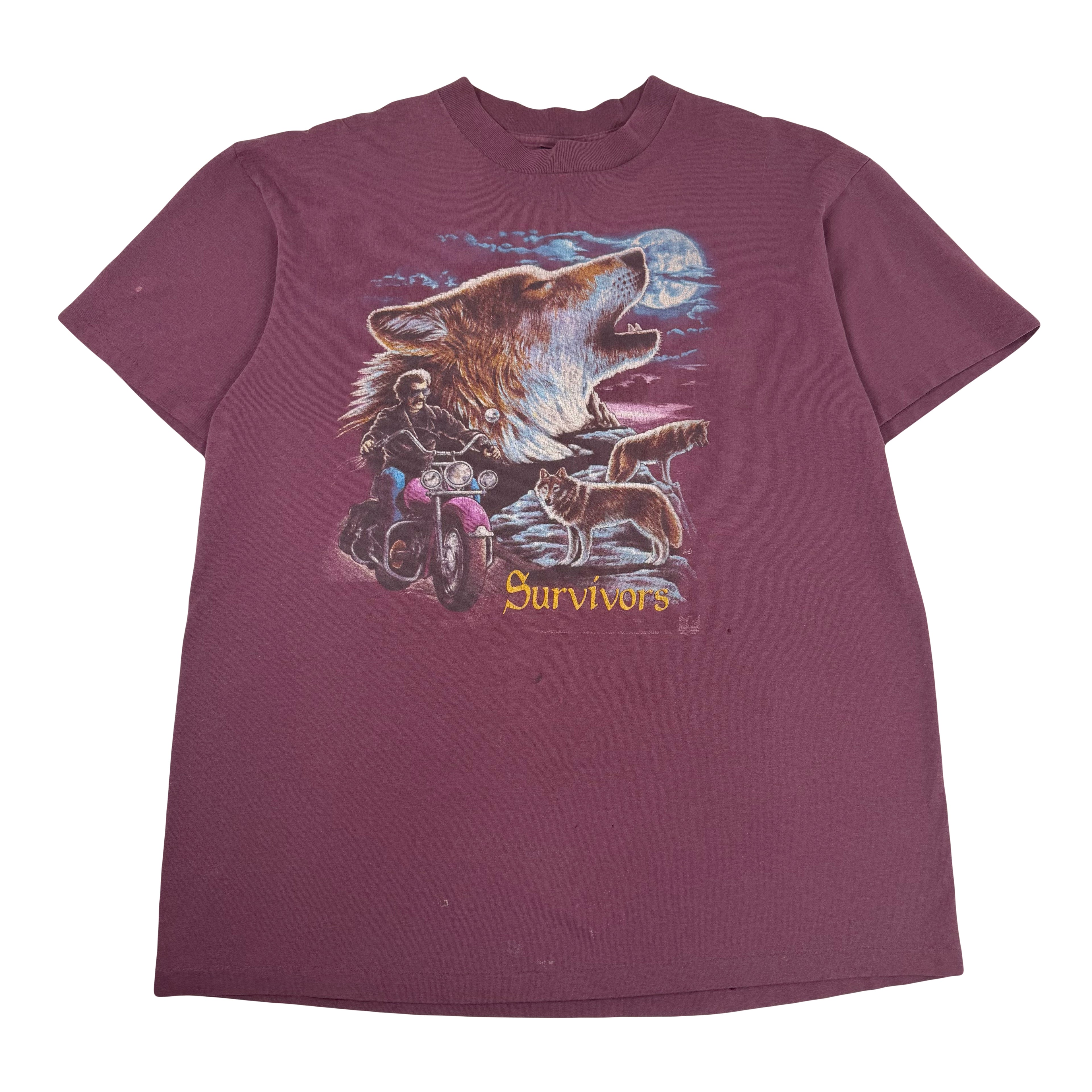 90s 3D Emblem Survivors Portland Oregon Wolf Tee XL