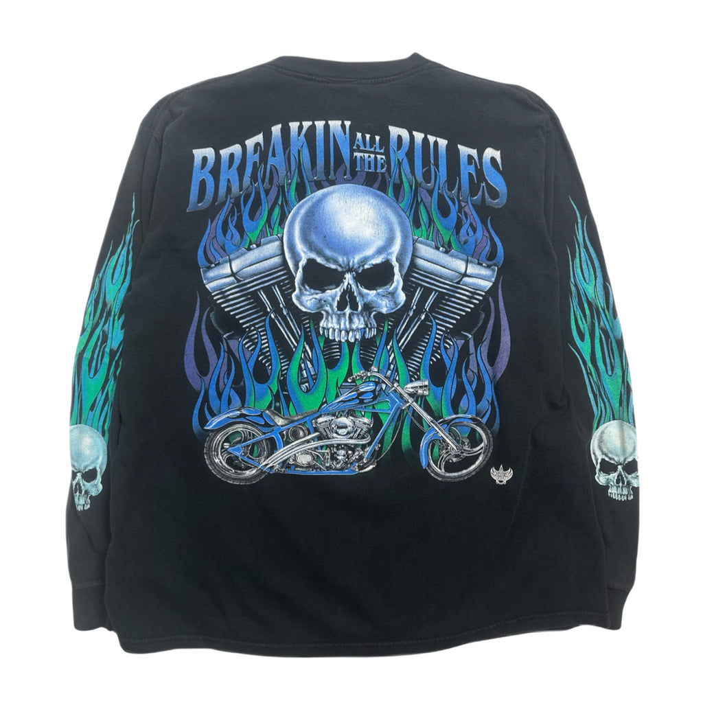 Vintage Screaming Steel Motorcycle Flames Longsleeve Shirt L