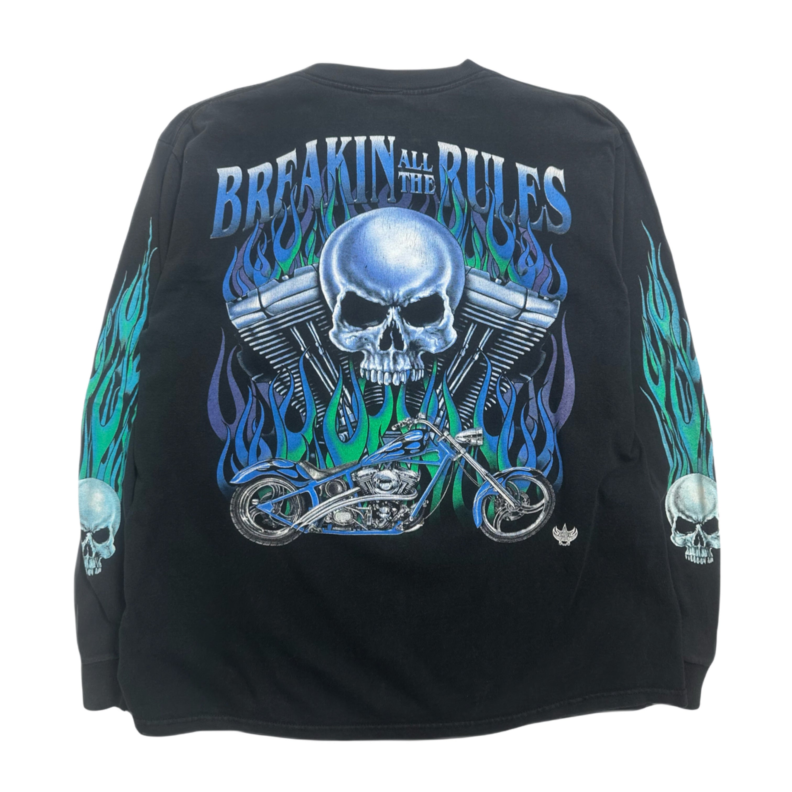 Vintage Screaming Steel Motorcycle Flames Longsleeve Shirt L