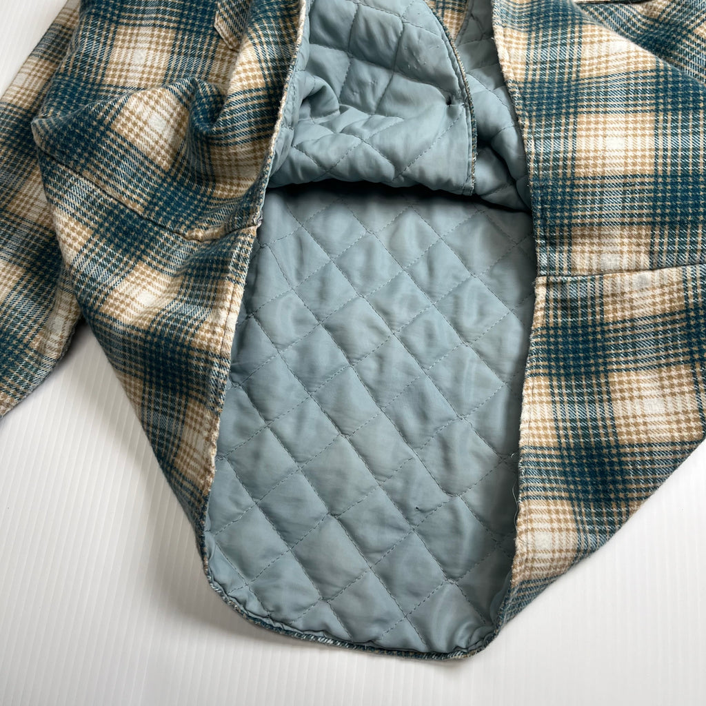 Vintage Sears Plaid Pattern Quilted Button Up Shirt L