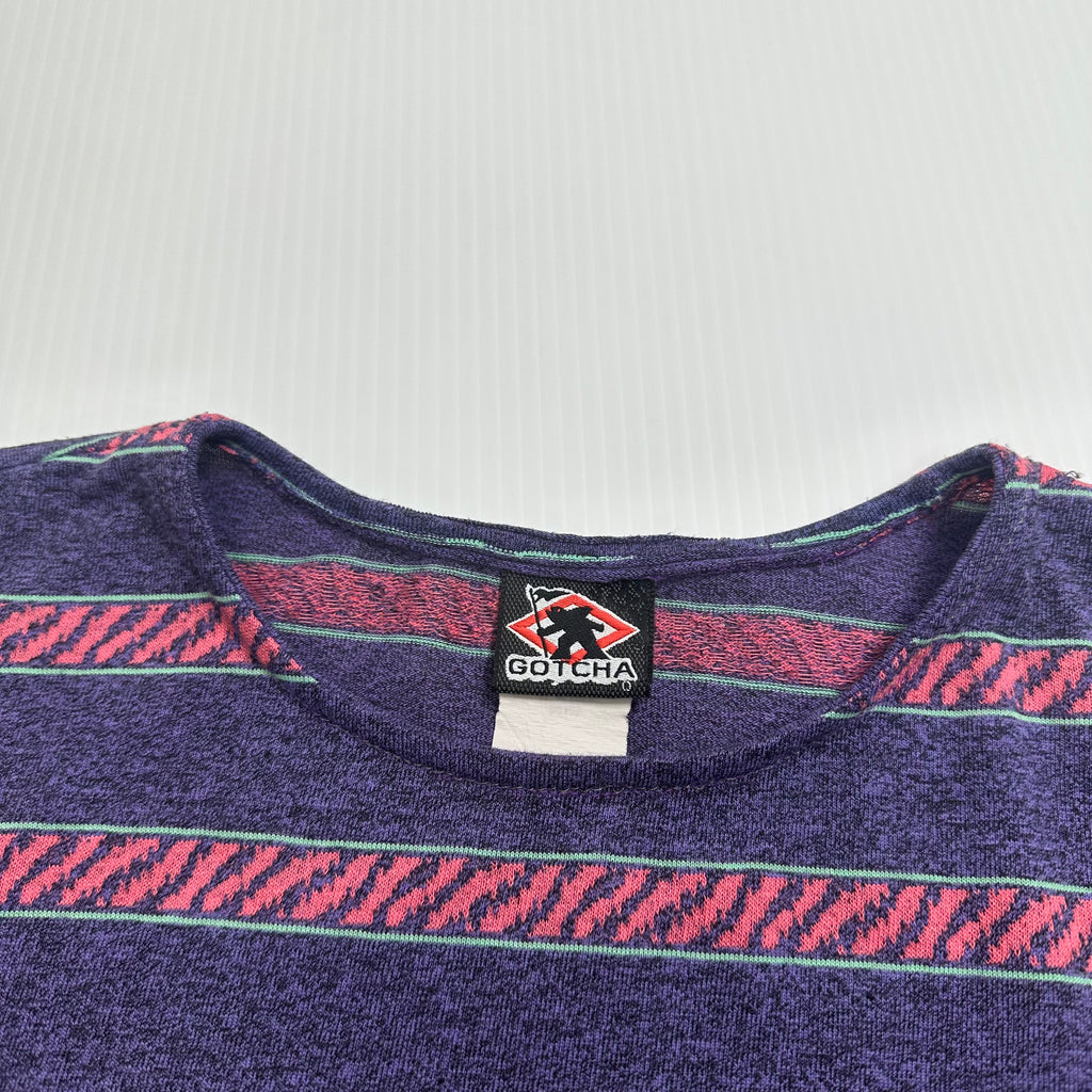 Vintage Gotcha Striped Pattern Tee S