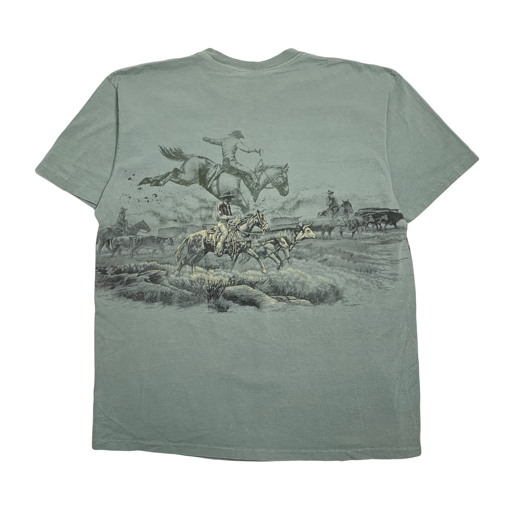 Vintage Mount Up For Downs Western Tee XL